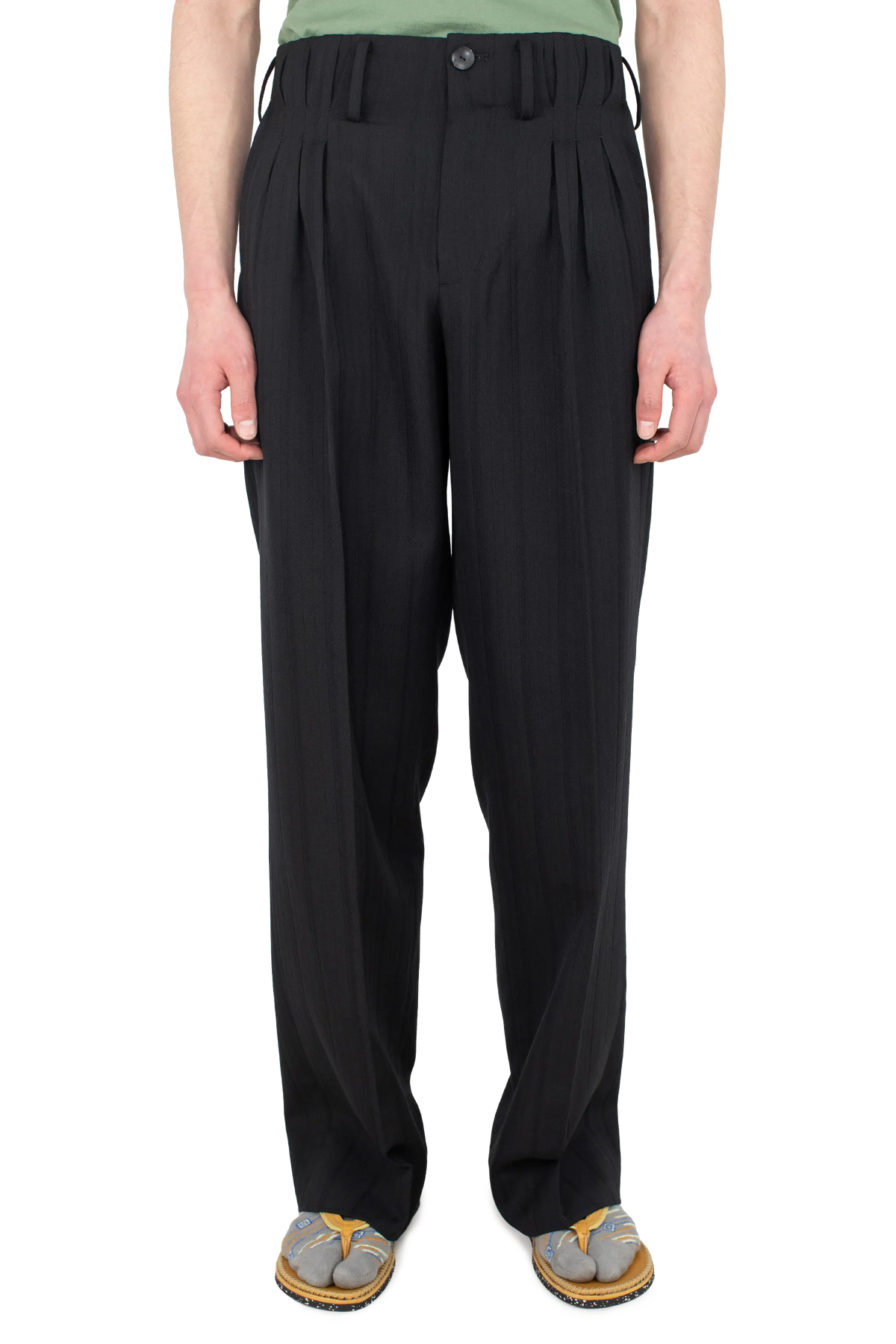 TARHOS Pleated Trousers — Midnight Black