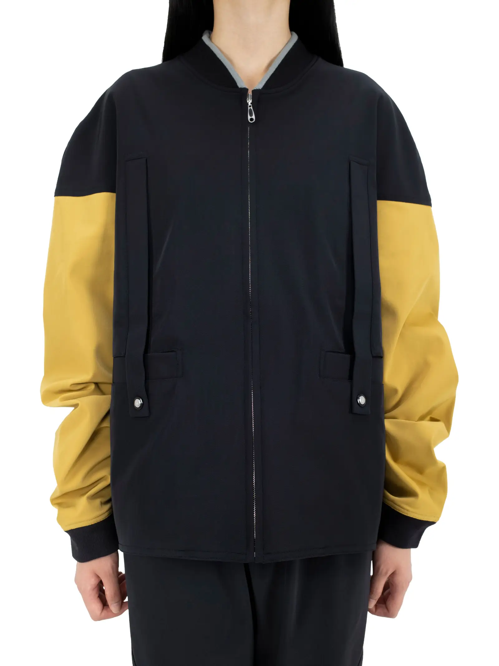 KIKO KOSTADINOV LIATRISORY BOMBER JACKET OBSIDIAN BLACK X MEDALLION YELLOW