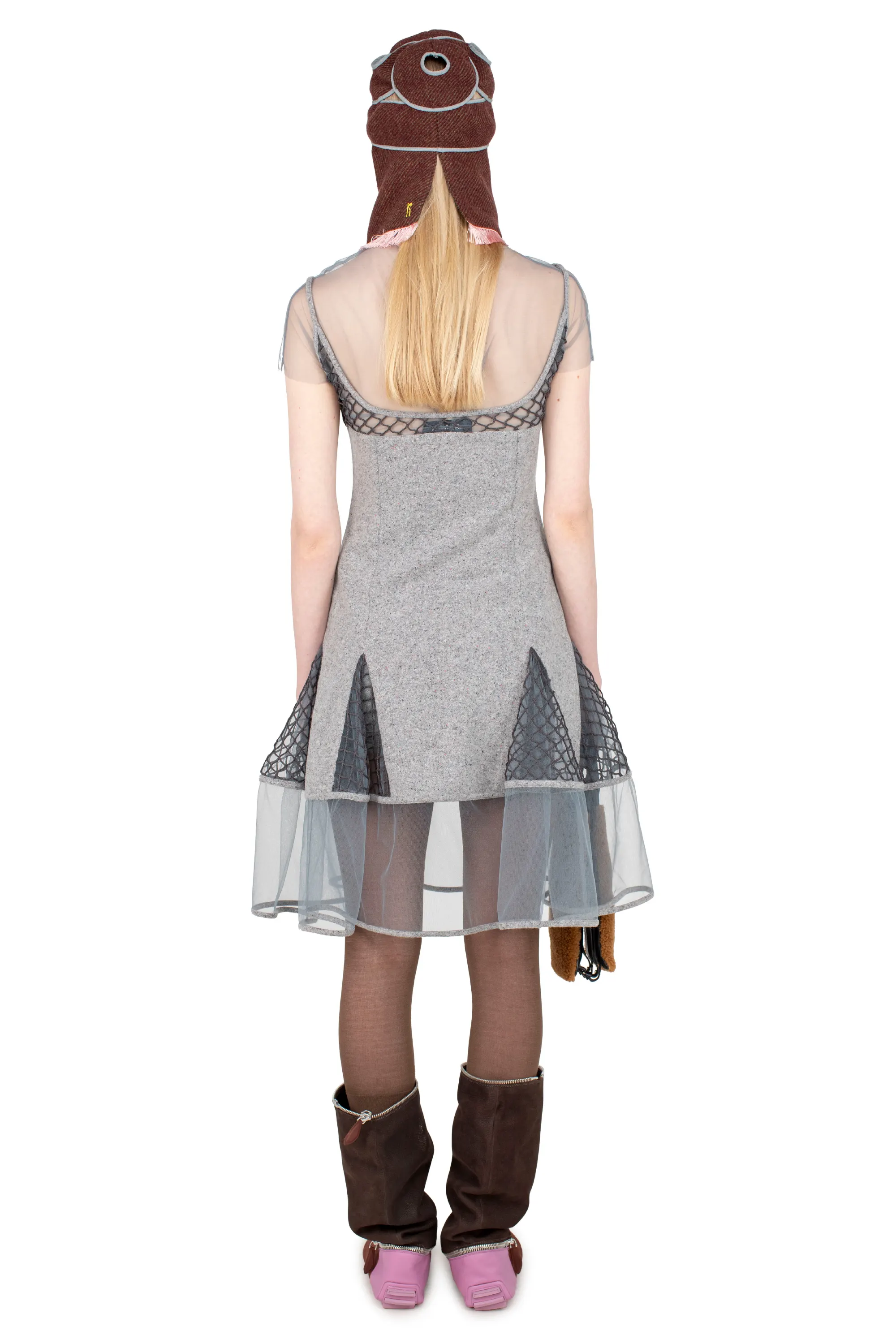 KIKO KOSTADINOV ACKER SHORT SLEEVE DRESS - SPECKLED GREY