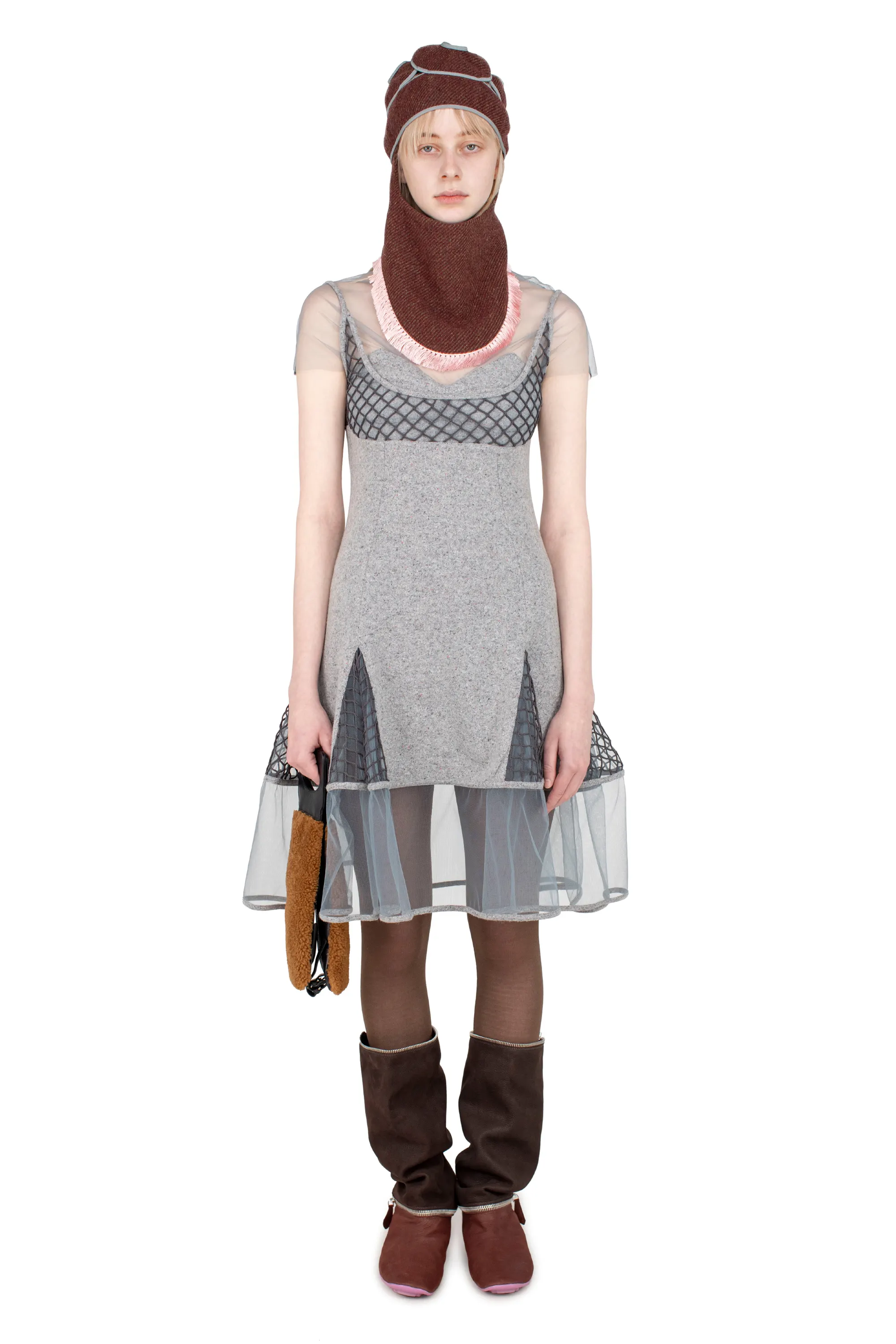 KIKO KOSTADINOV ACKER SHORT SLEEVE DRESS - SPECKLED GREY
