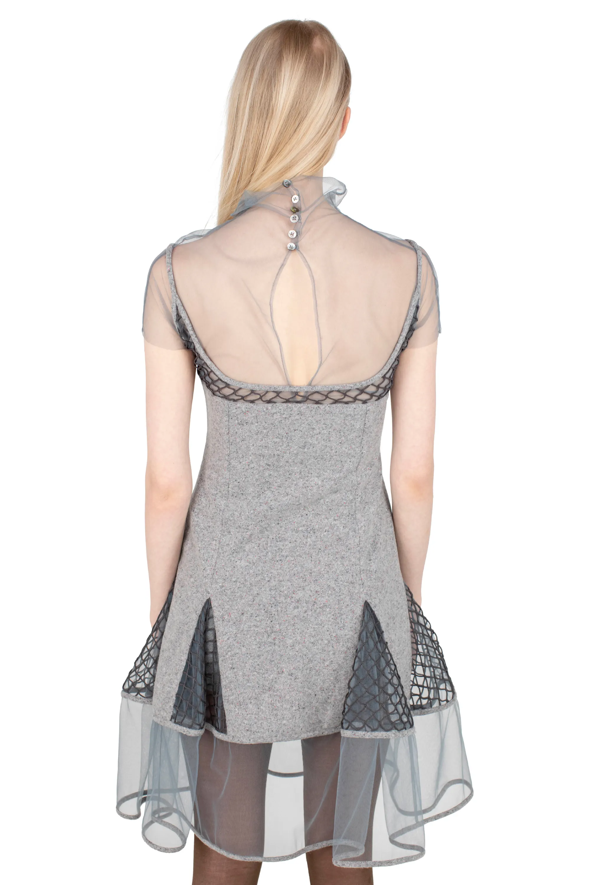 KIKO KOSTADINOV ACKER SHORT SLEEVE DRESS - SPECKLED GREY
