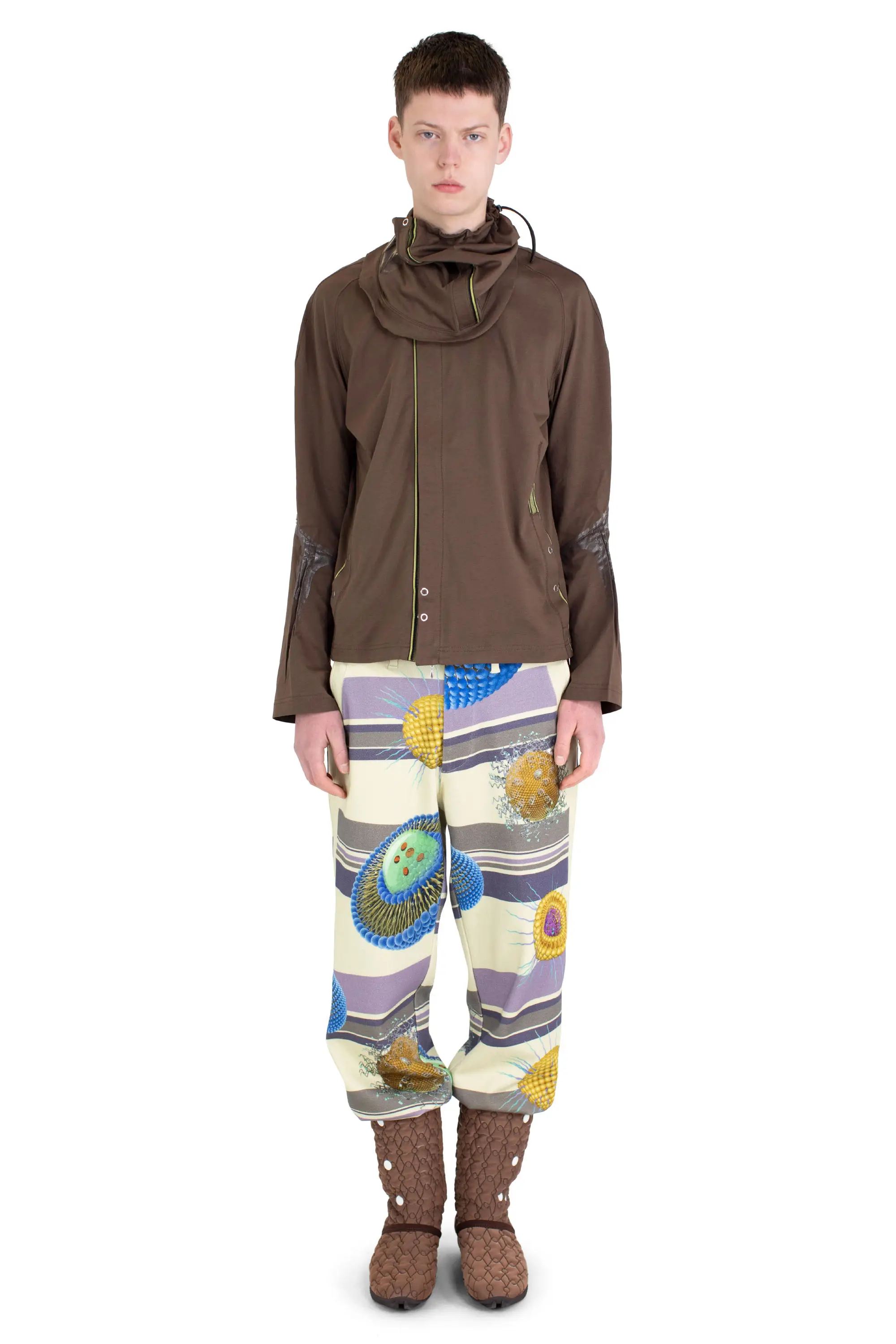 KIKO KOSTADINOV ALEC K-DART JERSEY JACKET - BROWN / BLACK