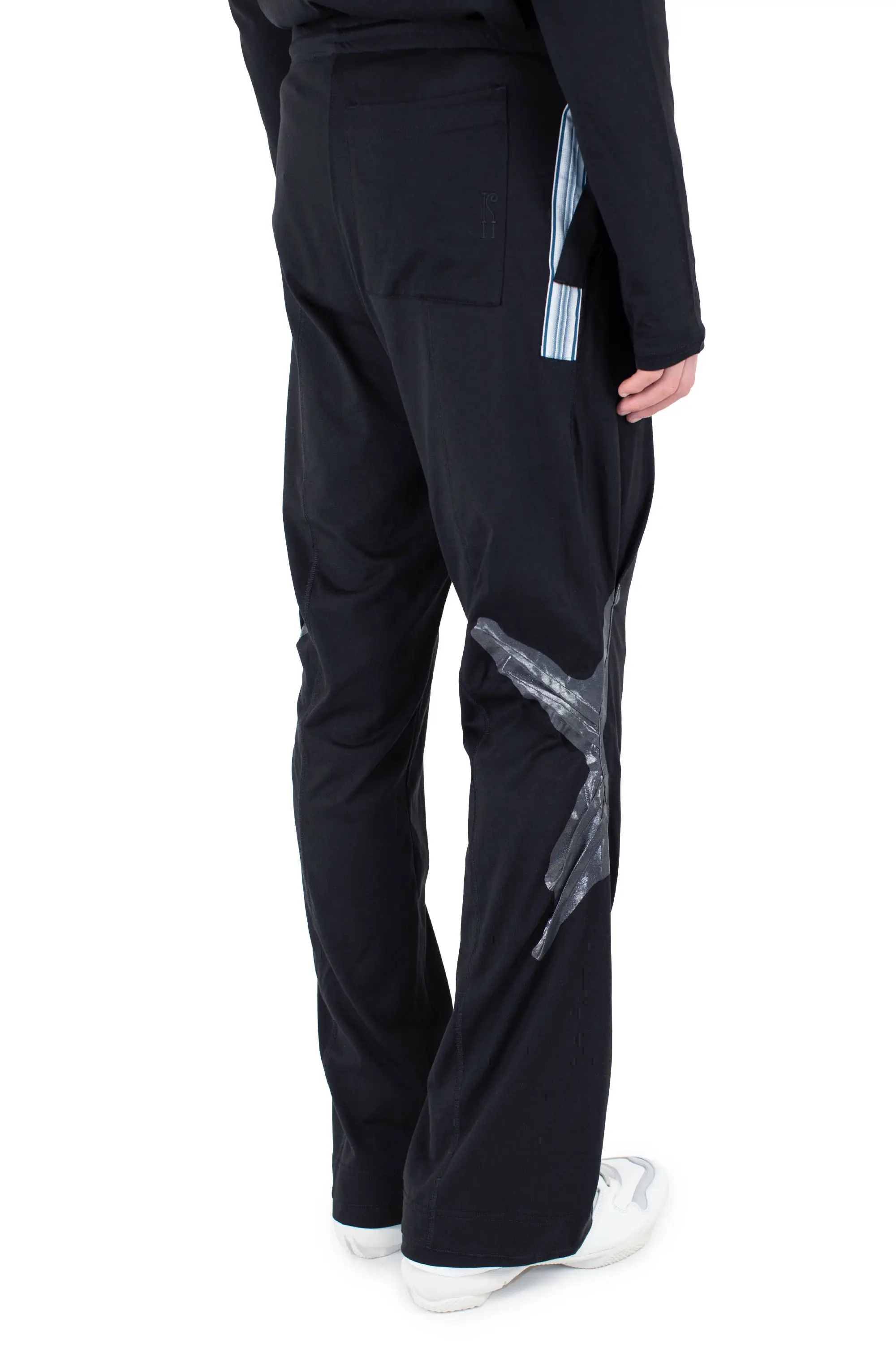 KIKO KOSTADINOV ALEC K-DART JERSEY TROUSER - BLACK/L GREY & D TEAL STRIPES
