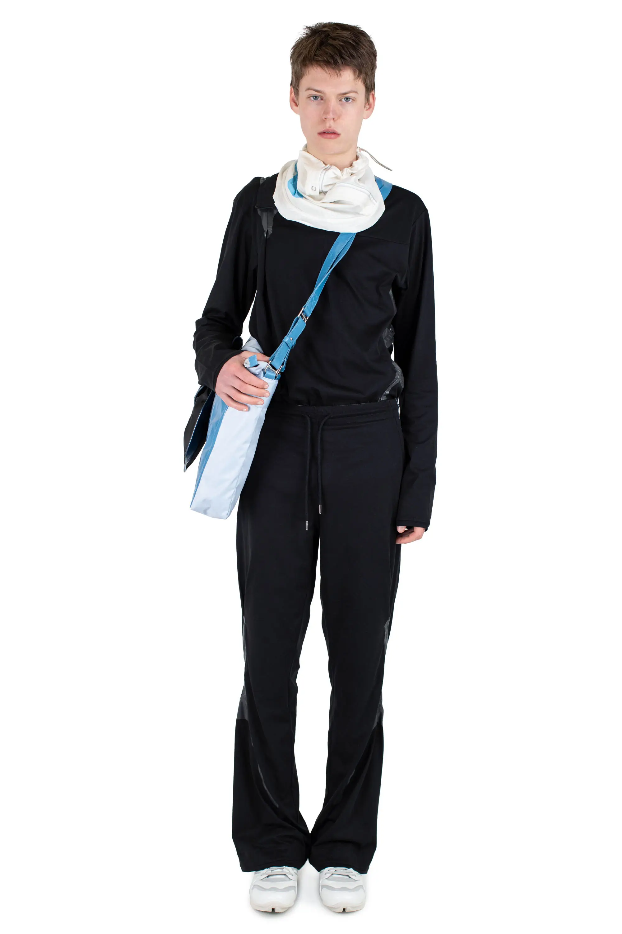 KIKO KOSTADINOV ALEC K-DART JERSEY TROUSER - BLACK/L GREY & D TEAL STRIPES