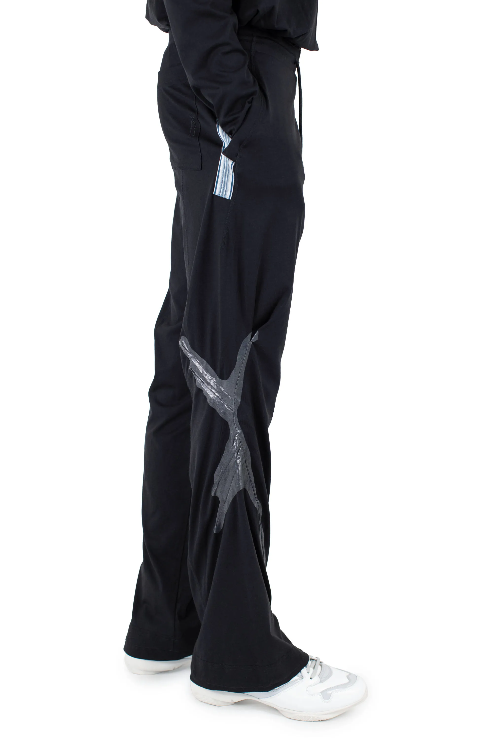 【正規店出品】KIKO KOSTADINOV ALEC K-DART JERSEY TROUSER ALEC K-DART JERSEY TROUSER - BLACK/L GREY & D TEAL STRIPES