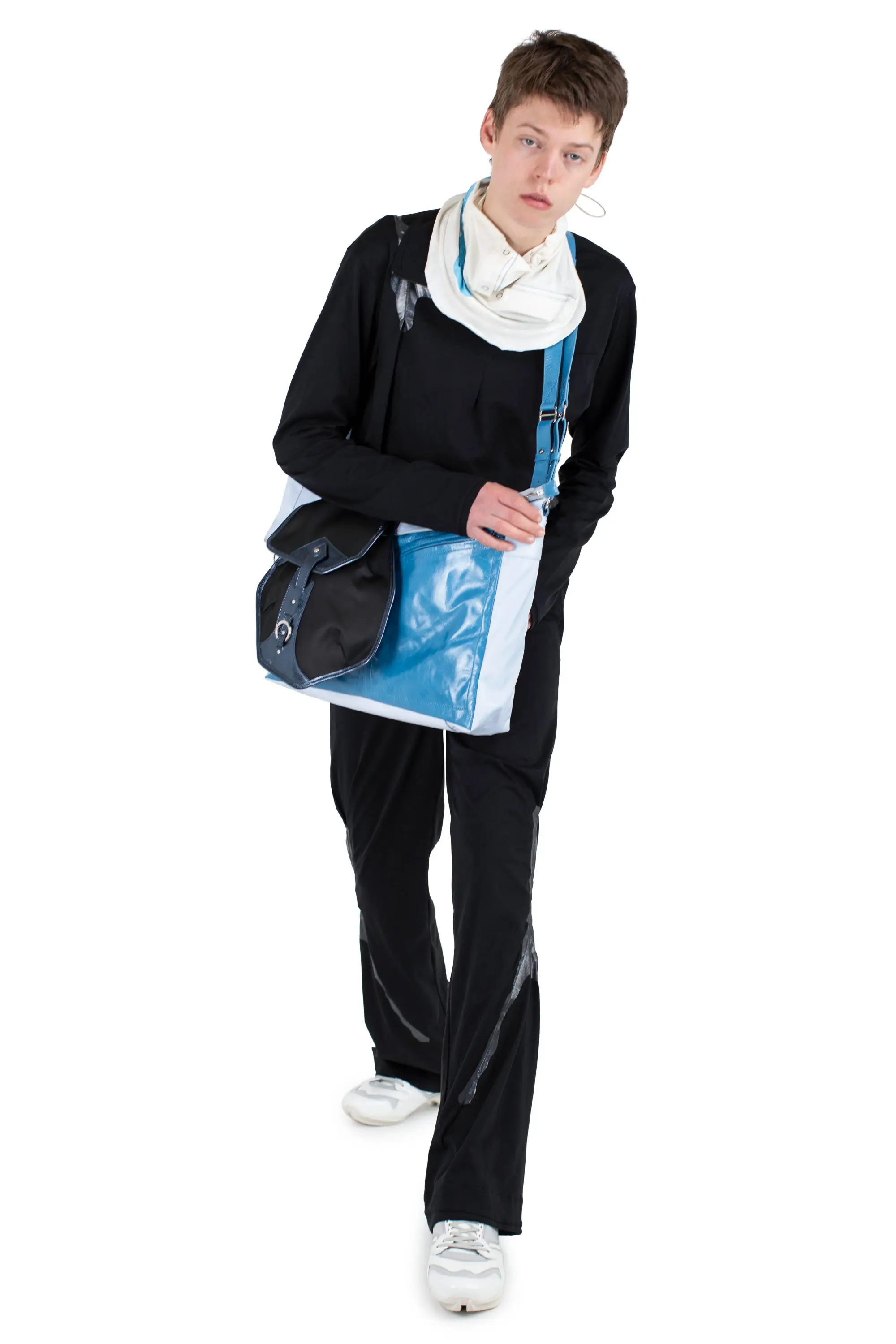KIKO KOSTADINOV ALEC K-DART JERSEY TROUSER - BLACK/L GREY & D TEAL STRIPES