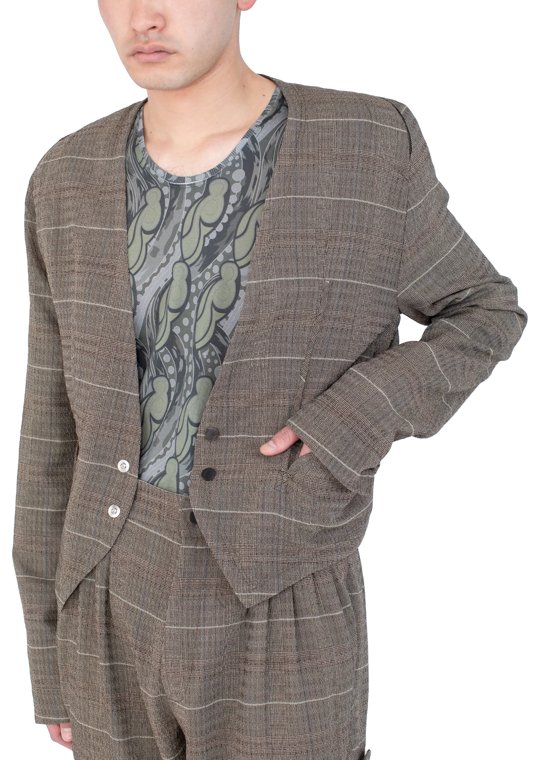 KIKO KOSTADINOV ANDRAS TAILORED JACKET - TAUPE CHECK