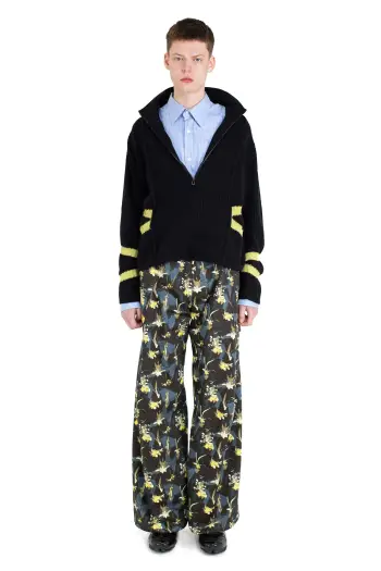 KIKO KOSTADINOV BOURDAIN ZIP INTARSIA JUMPER - BLACK/OLIVE