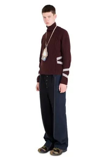 KIKO KOSTADINOV BOURDAIN ZIP INTARSIA JUMPER - MAROON/SILVER