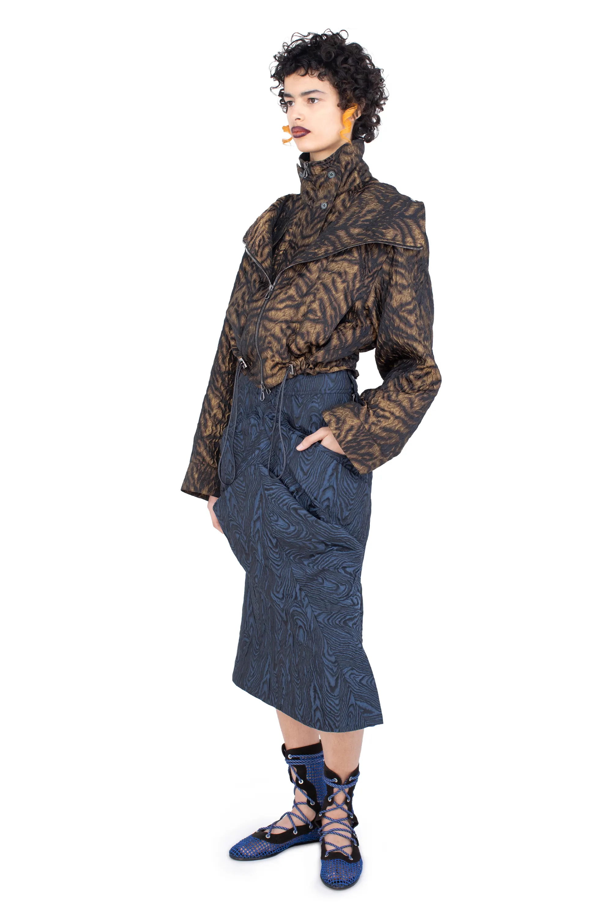 KIKO KOSTADINOV CALAMANCO SKIRT - DAKOTA BLUE