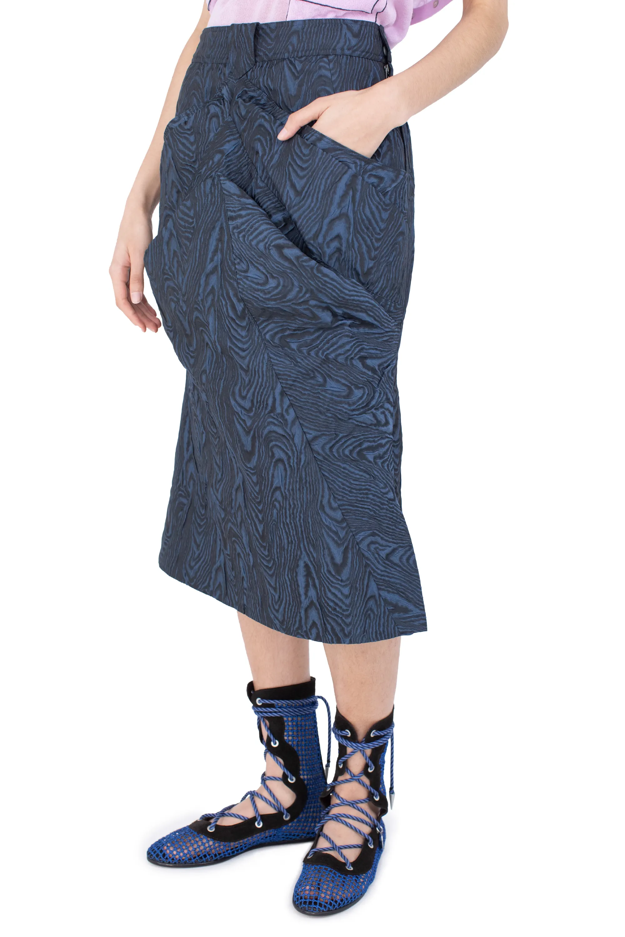 KIKO KOSTADINOV CALAMANCO SKIRT - DAKOTA BLUE