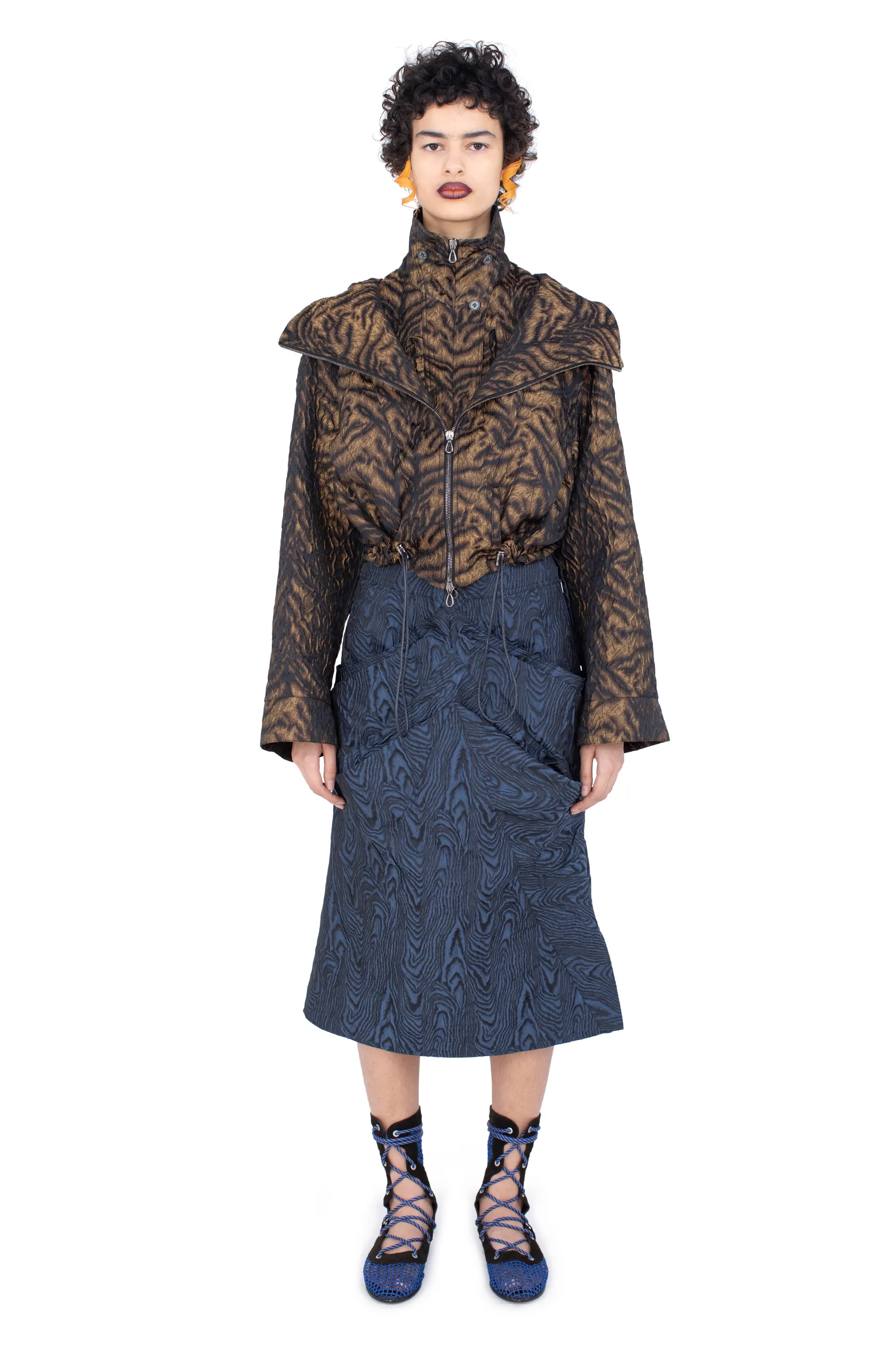 KIKO KOSTADINOV CALAMANCO SKIRT - DAKOTA BLUE
