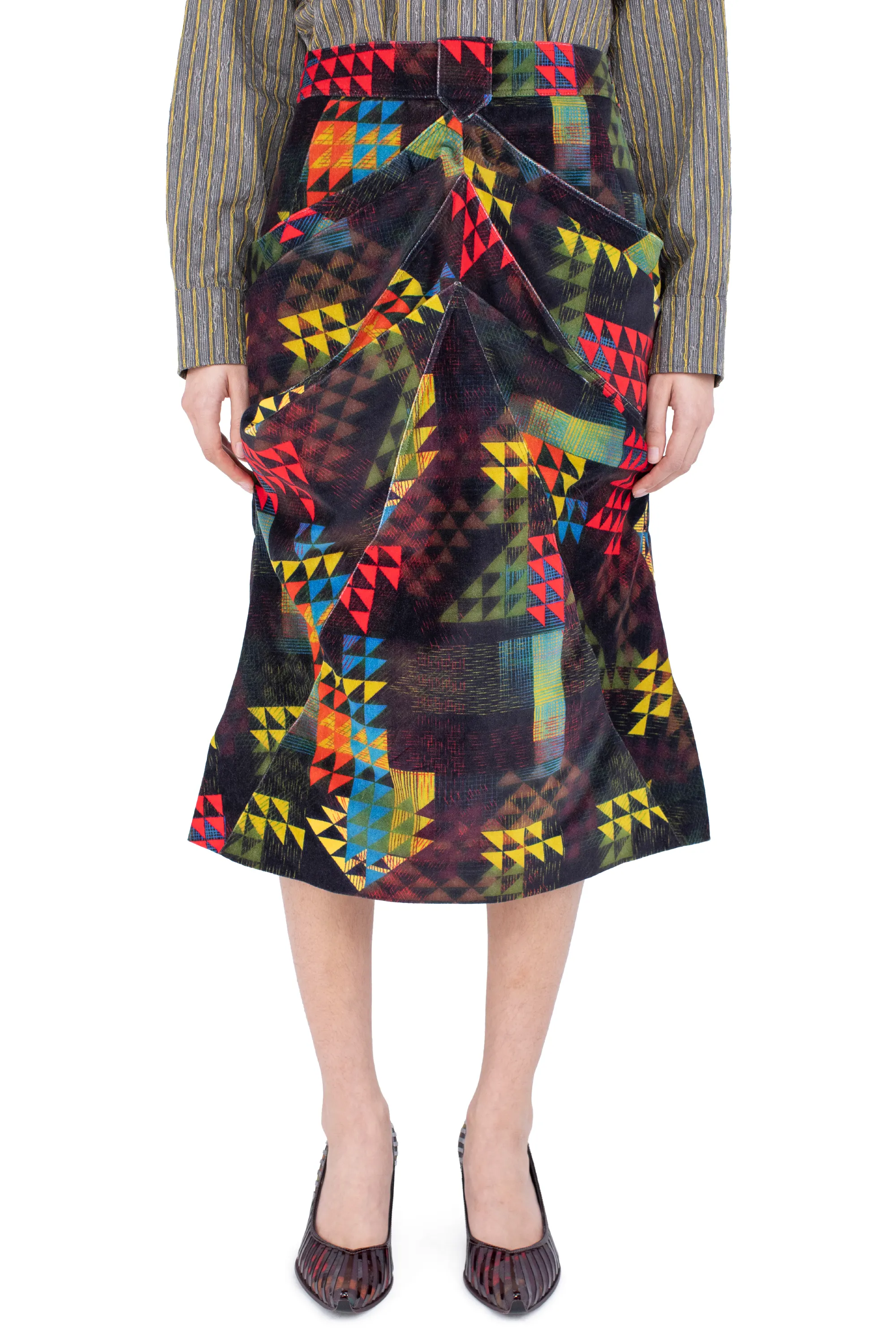 KIKO KOSTADINOV CALAMANCO SKIRT - MULTI ABSTRACT CHECK