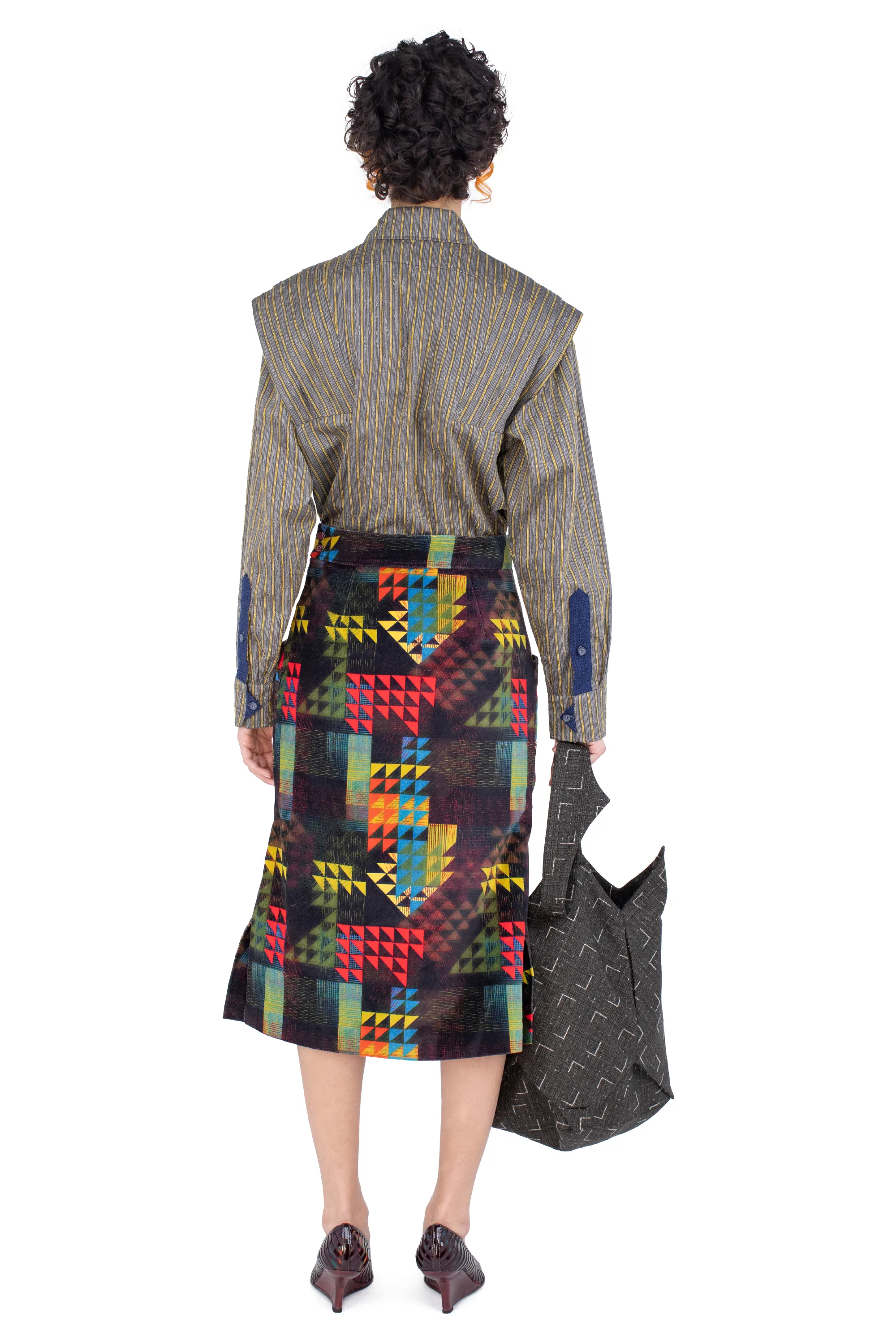 KIKO KOSTADINOV CALAMANCO SKIRT - MULTI ABSTRACT CHECK