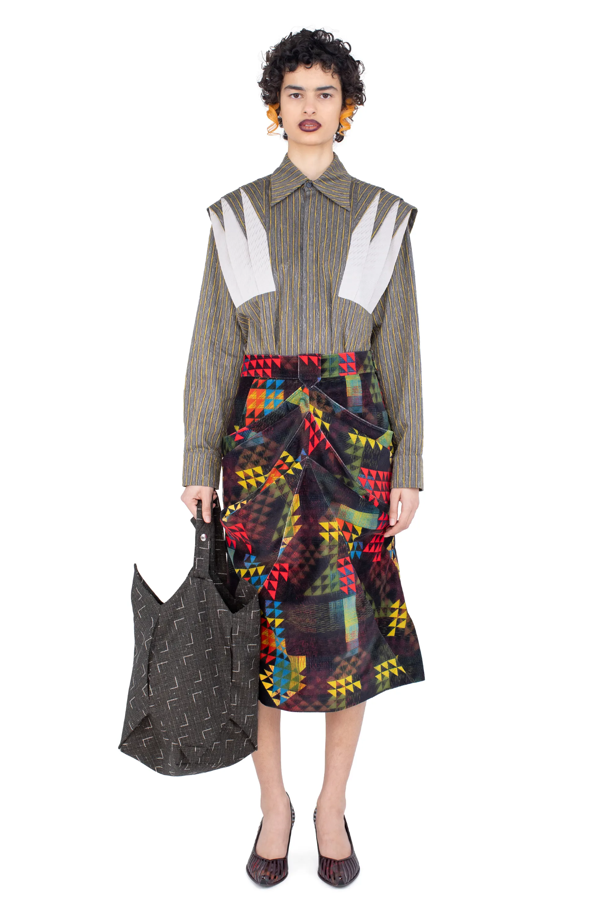 KIKO KOSTADINOV CALAMANCO SKIRT - MULTI ABSTRACT CHECK