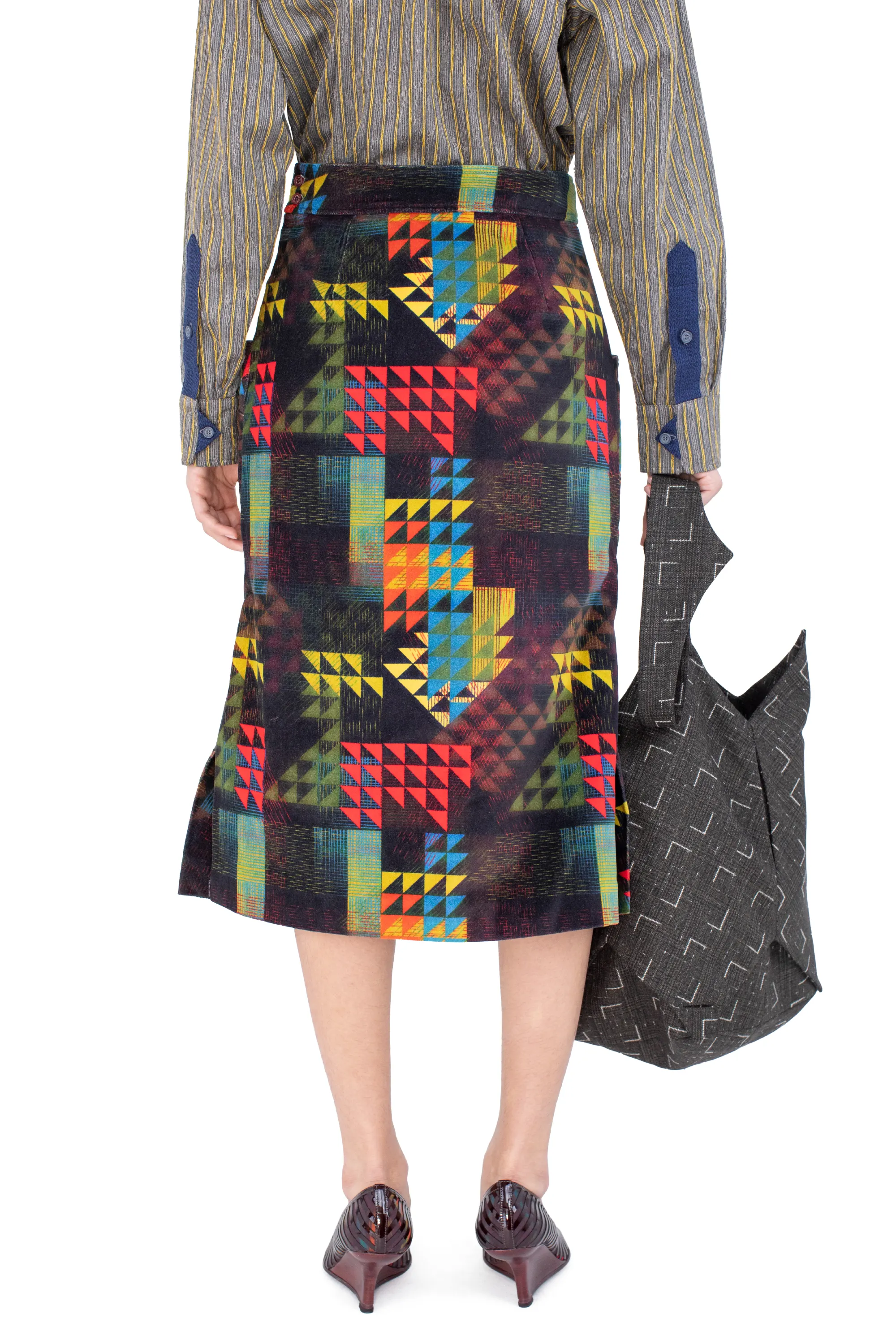 KIKO KOSTADINOV CALAMANCO SKIRT - MULTI ABSTRACT CHECK