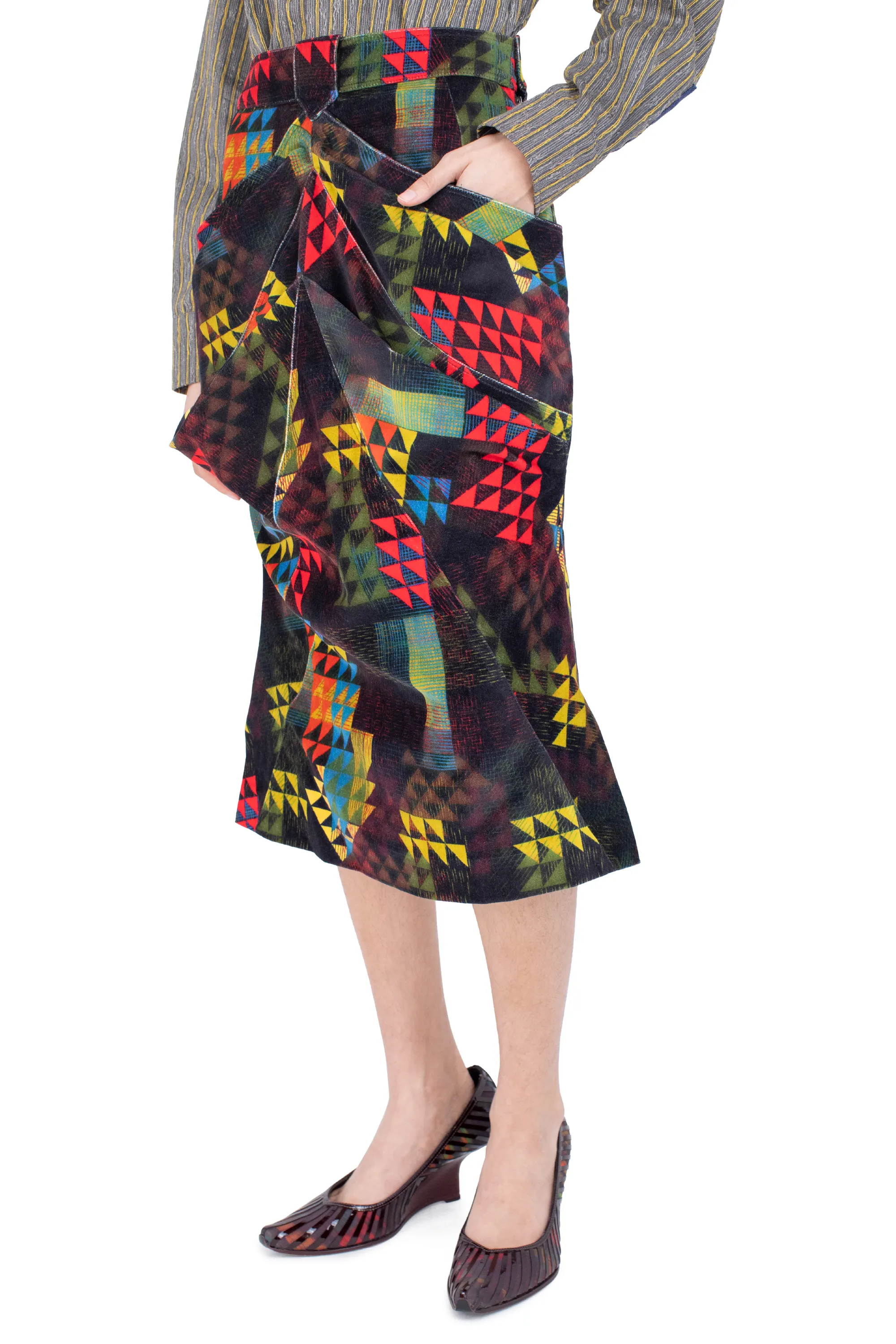 KIKO KOSTADINOV CALAMANCO SKIRT - MULTI ABSTRACT CHECK