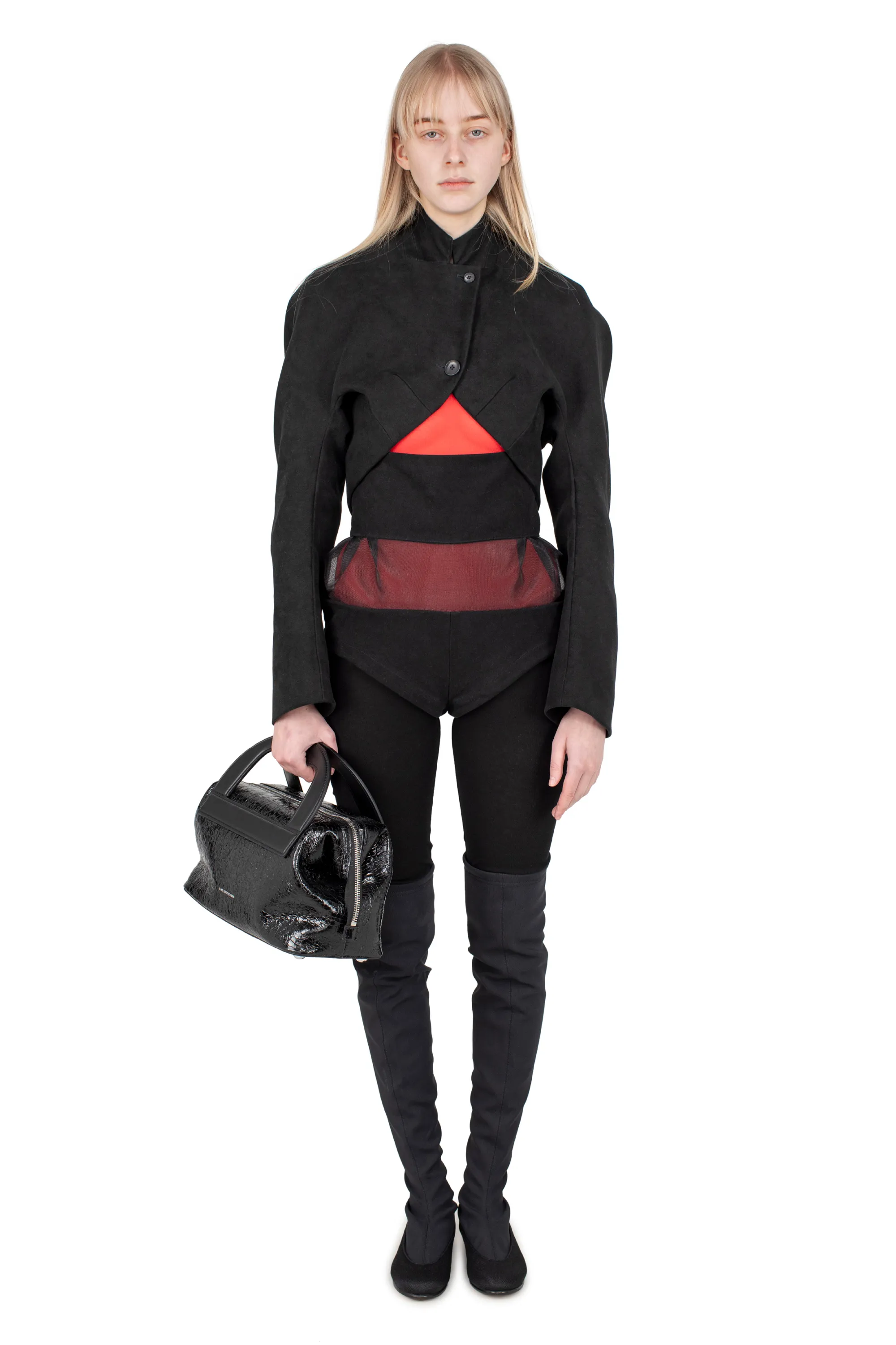 KIKO KOSTADINOV CARR CROPPED JACKET - VANTA BLACK