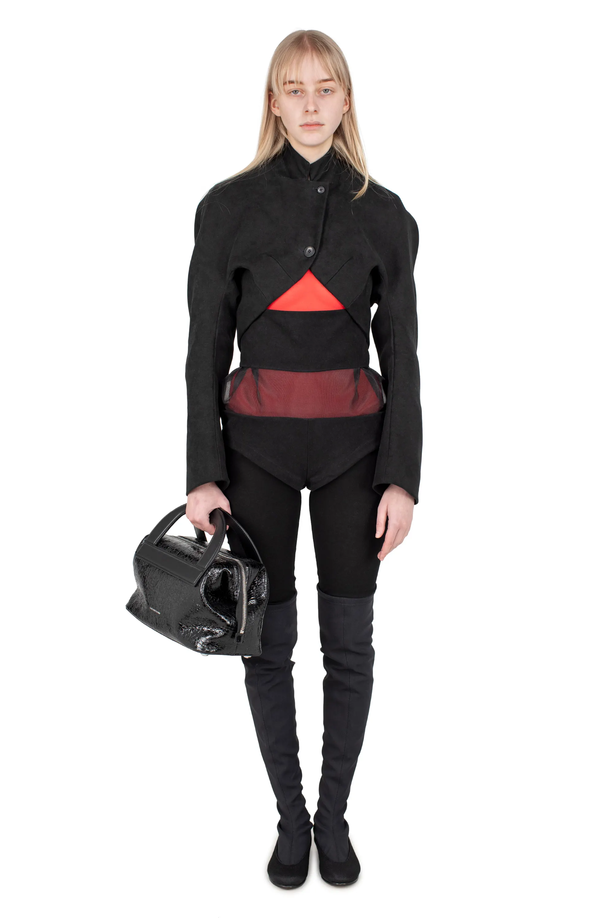 KIKO KOSTADINOV CARR CROPPED JACKET - VANTA BLACK