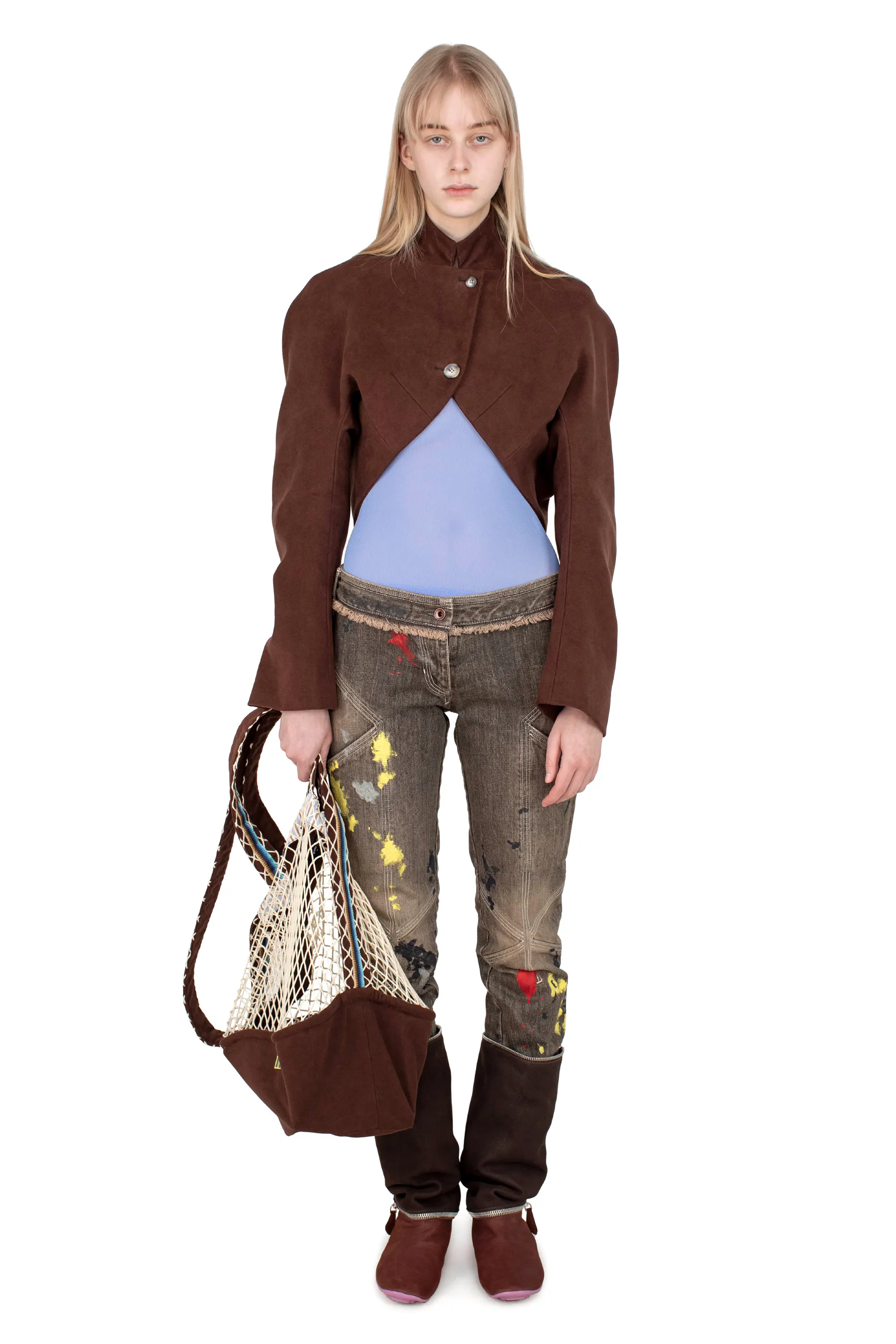KIKO KOSTADINOV CARR CROPPED JACKET - WENGE BROWN