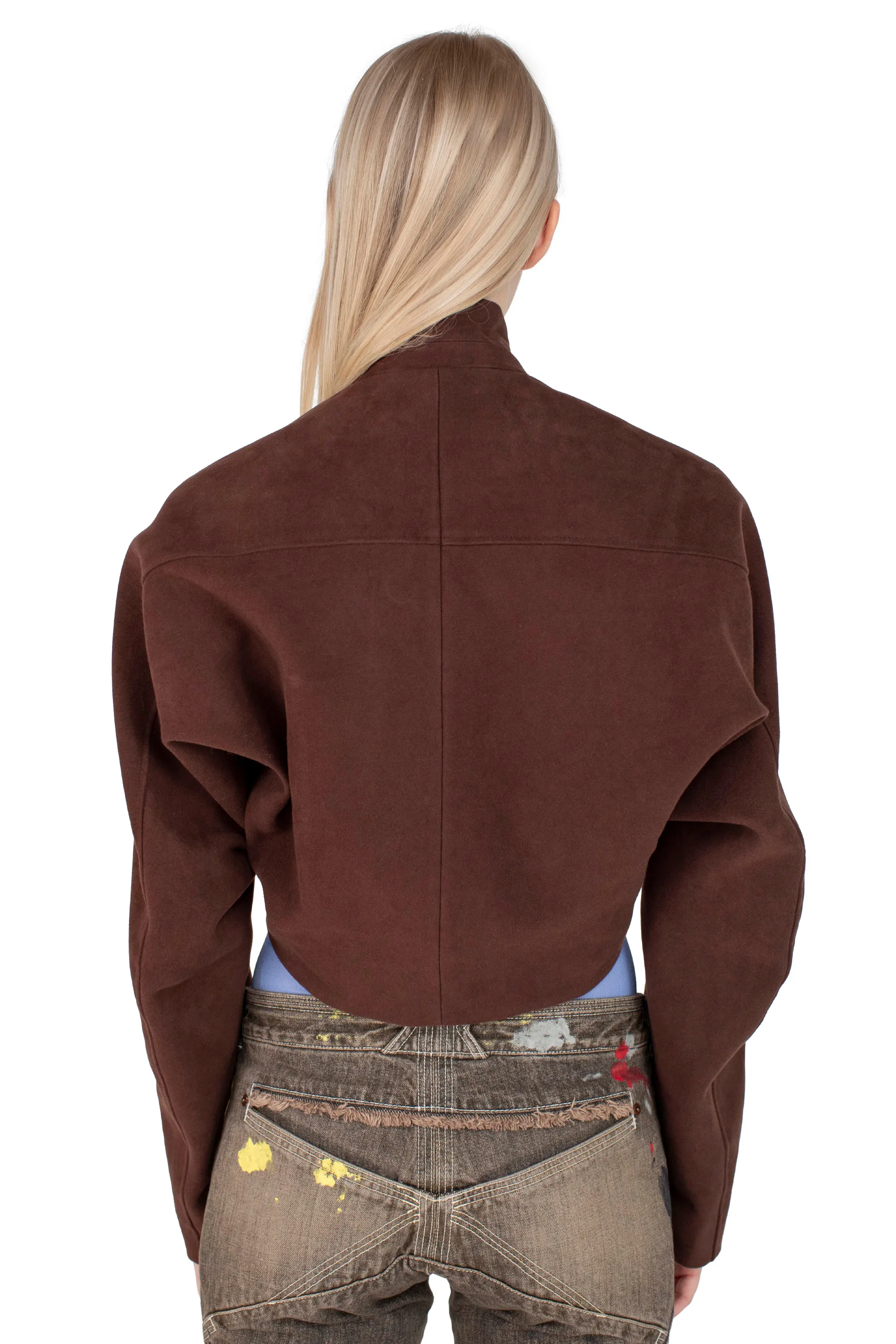 KIKO KOSTADINOV CARR CROPPED JACKET - WENGE BROWN