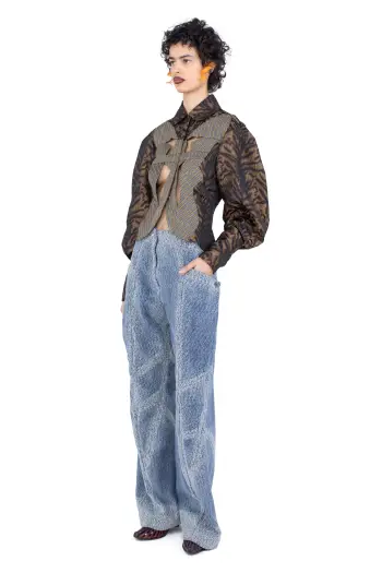 KIKO KOSTADINOV CENTENNIAL DENIM TROUSER - INDIGO & WHITE