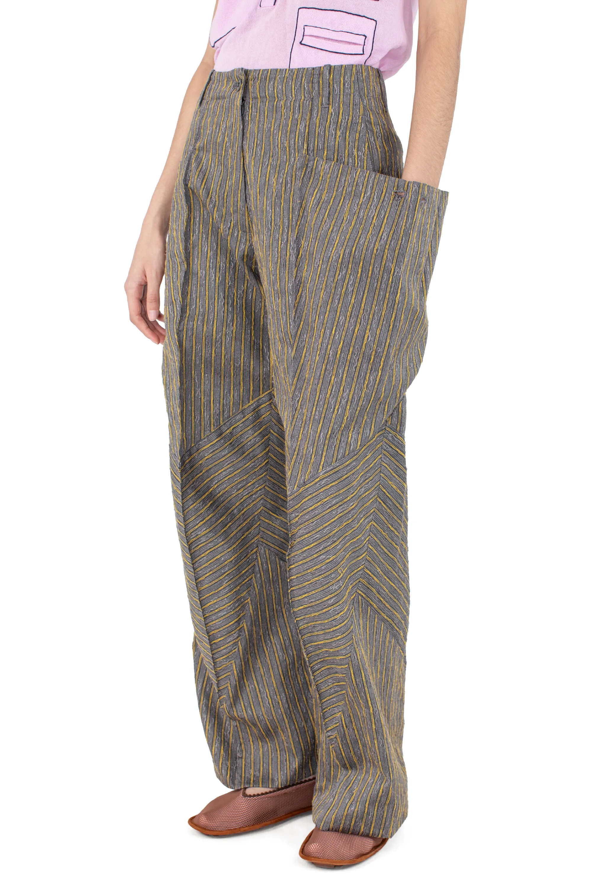 KIKO KOSTADINOV CENTENNIAL TROUSER - CHARCOAL & SUNSHINE