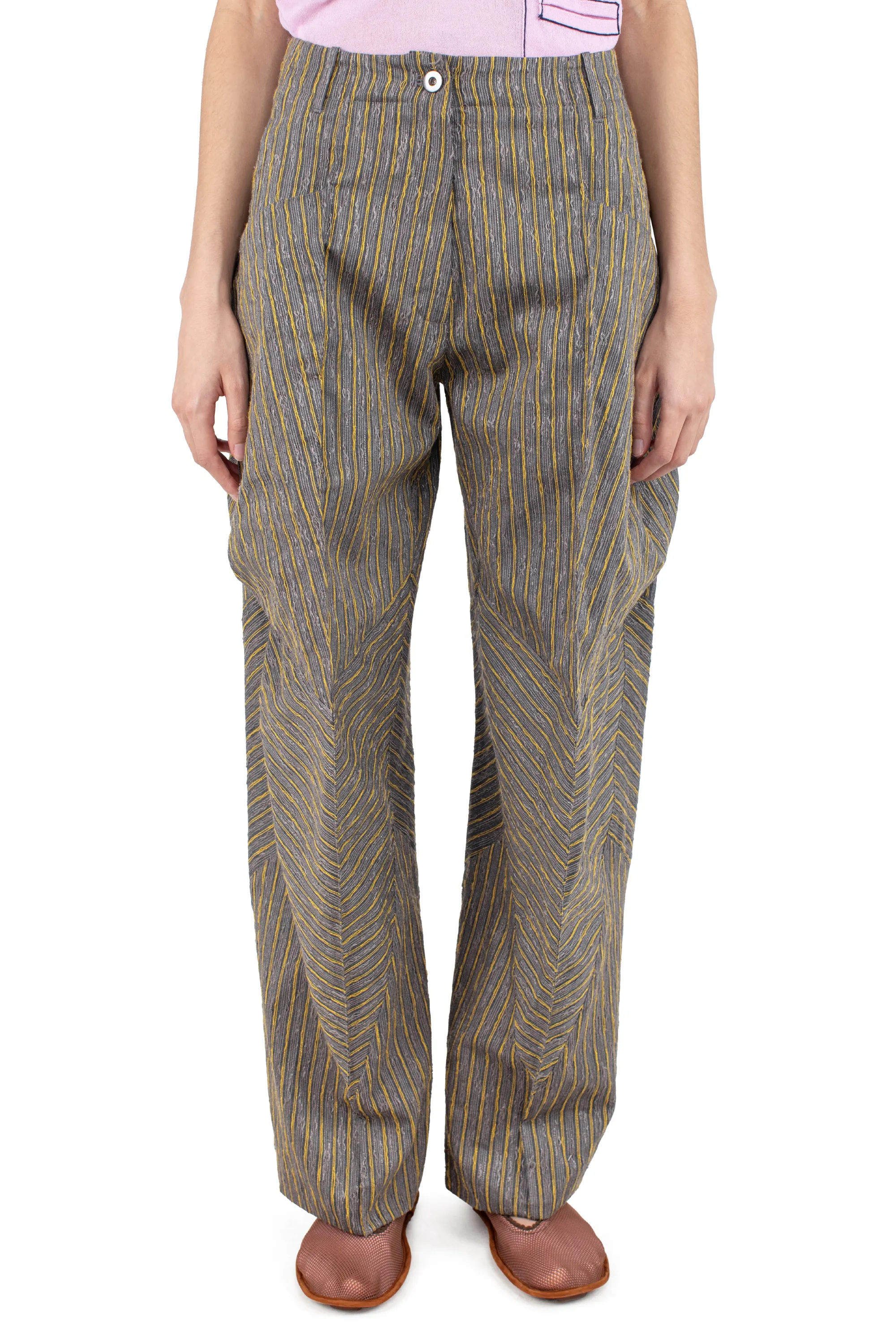 KIKO KOSTADINOV CENTENNIAL TROUSER - CHARCOAL & SUNSHINE