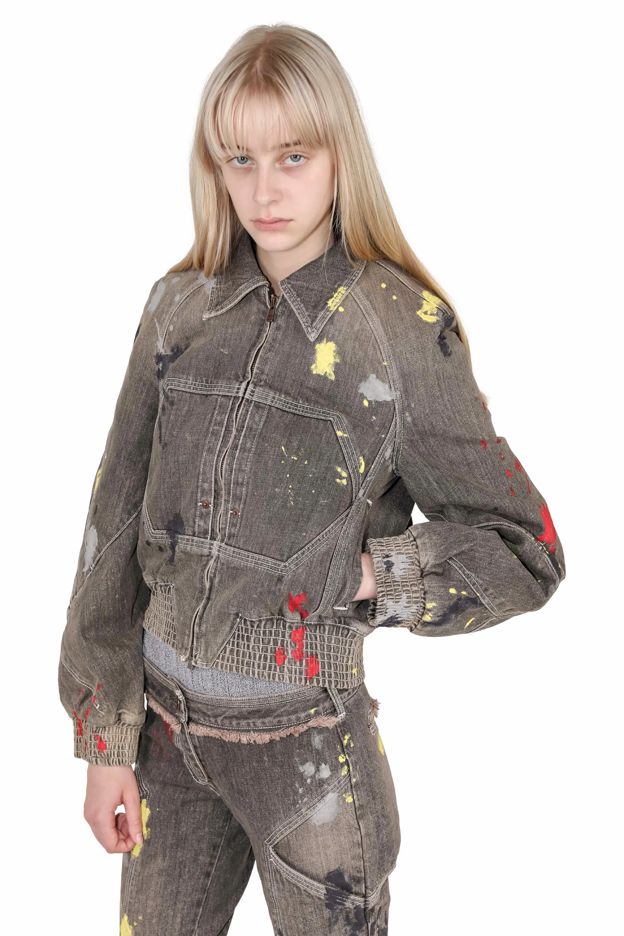 KIKO KOSTADINOV K PAINTED BOMBER JACKET - WASHED BROWN