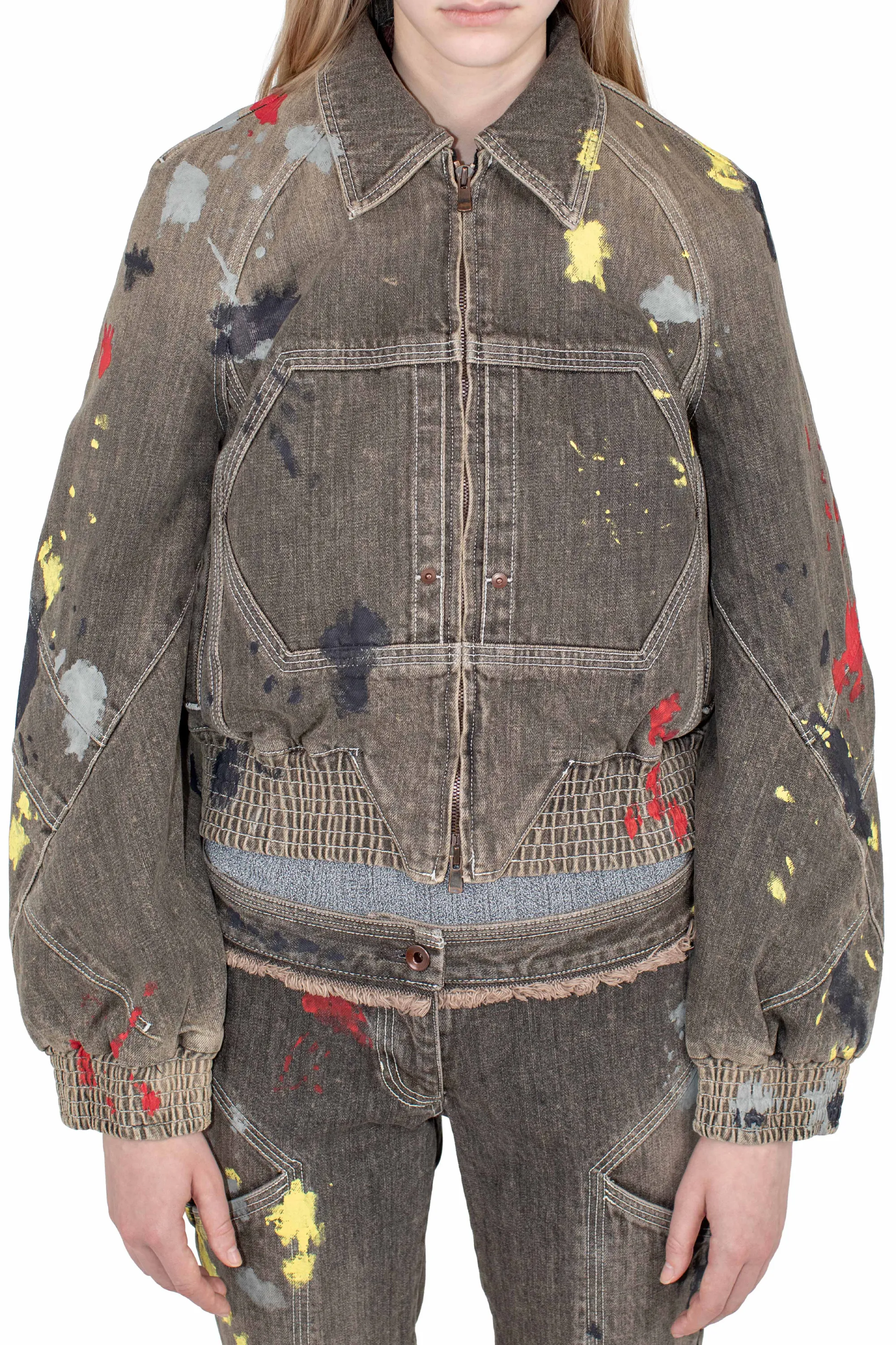 KIKO KOSTADINOV K PAINTED BOMBER JACKET - WASHED BROWN