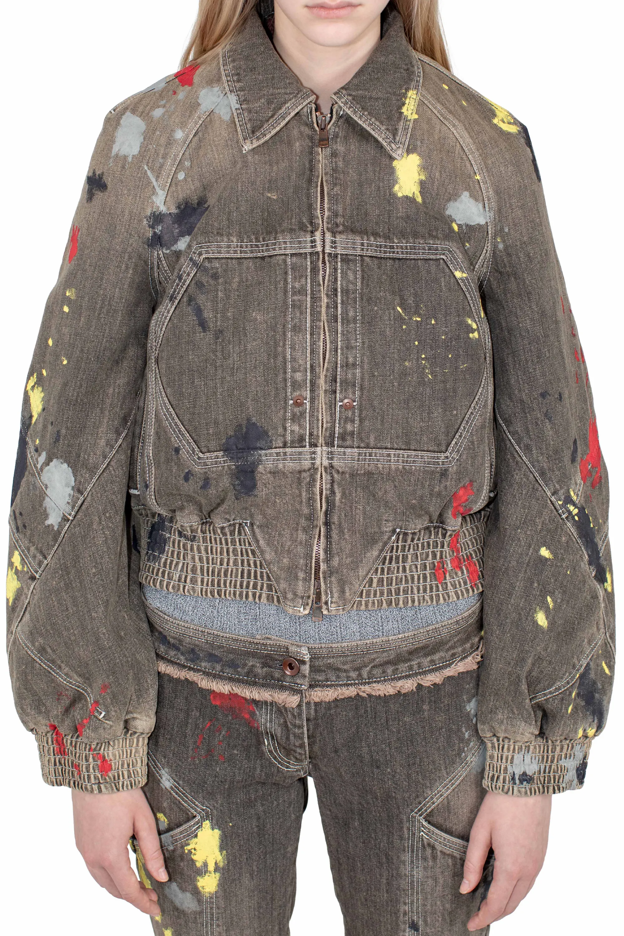 KIKO KOSTADINOV K PAINTED BOMBER JACKET - WASHED BROWN