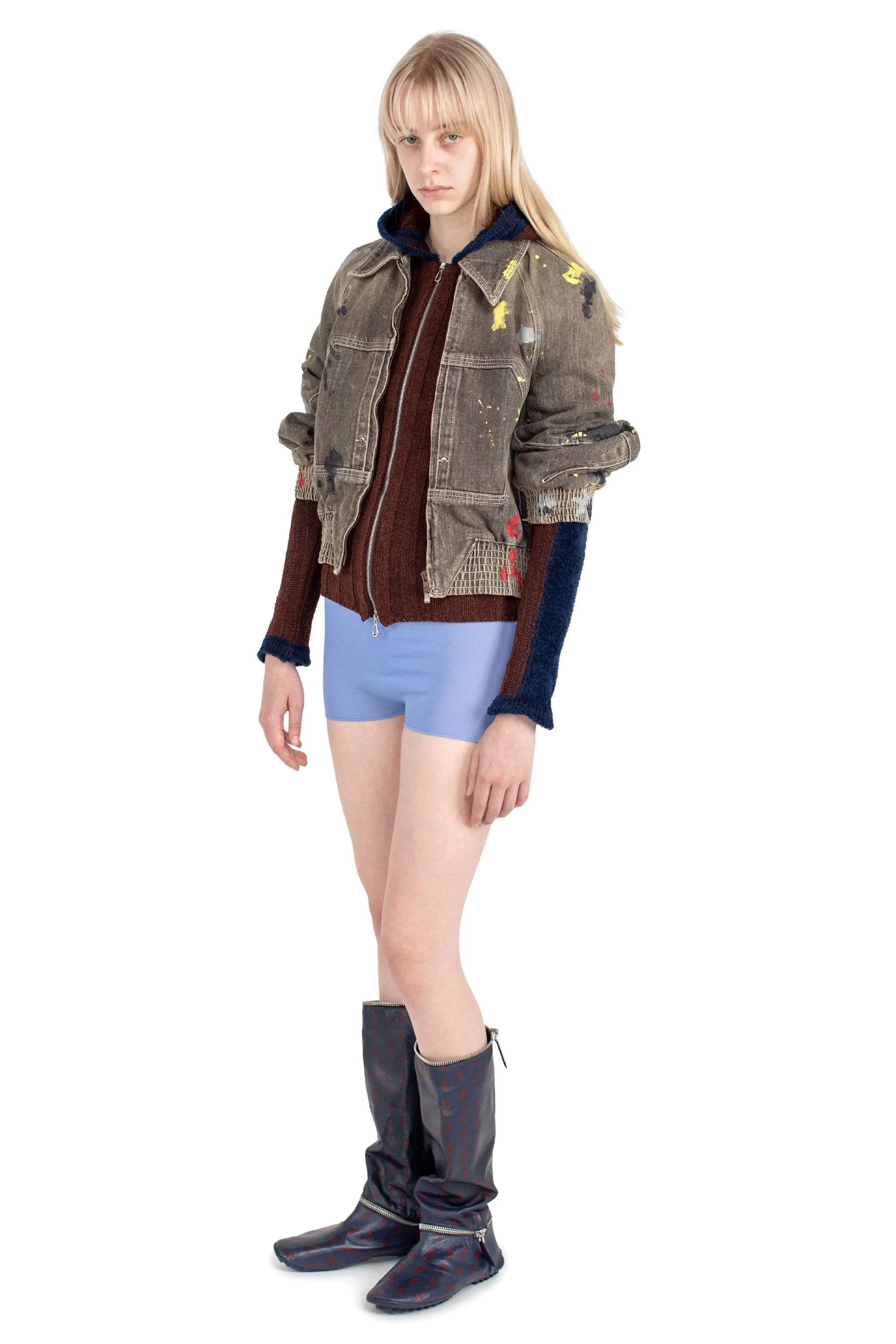 KIKO KOSTADINOV K PAINTED BOMBER JACKET - WASHED BROWN