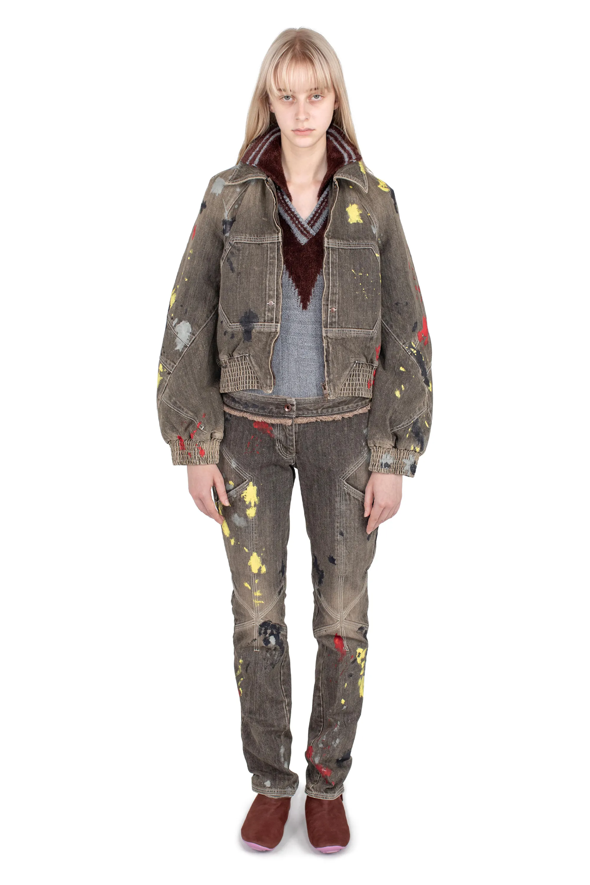 KIKO KOSTADINOV K PAINTED BOMBER JACKET - WASHED BROWN