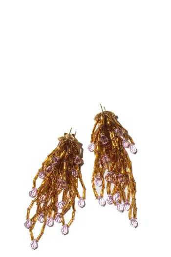 KIKO KOSTADINOV COWEN BEADED EARRINGS - GOLD/LIGHT ROSE