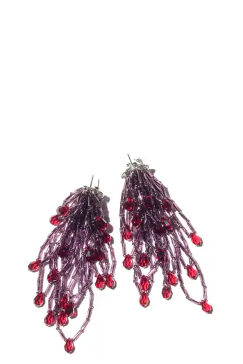 KIKO KOSTADINOV COWEN BEADED EARRINGS - METALLIC PURPLE/SIAM