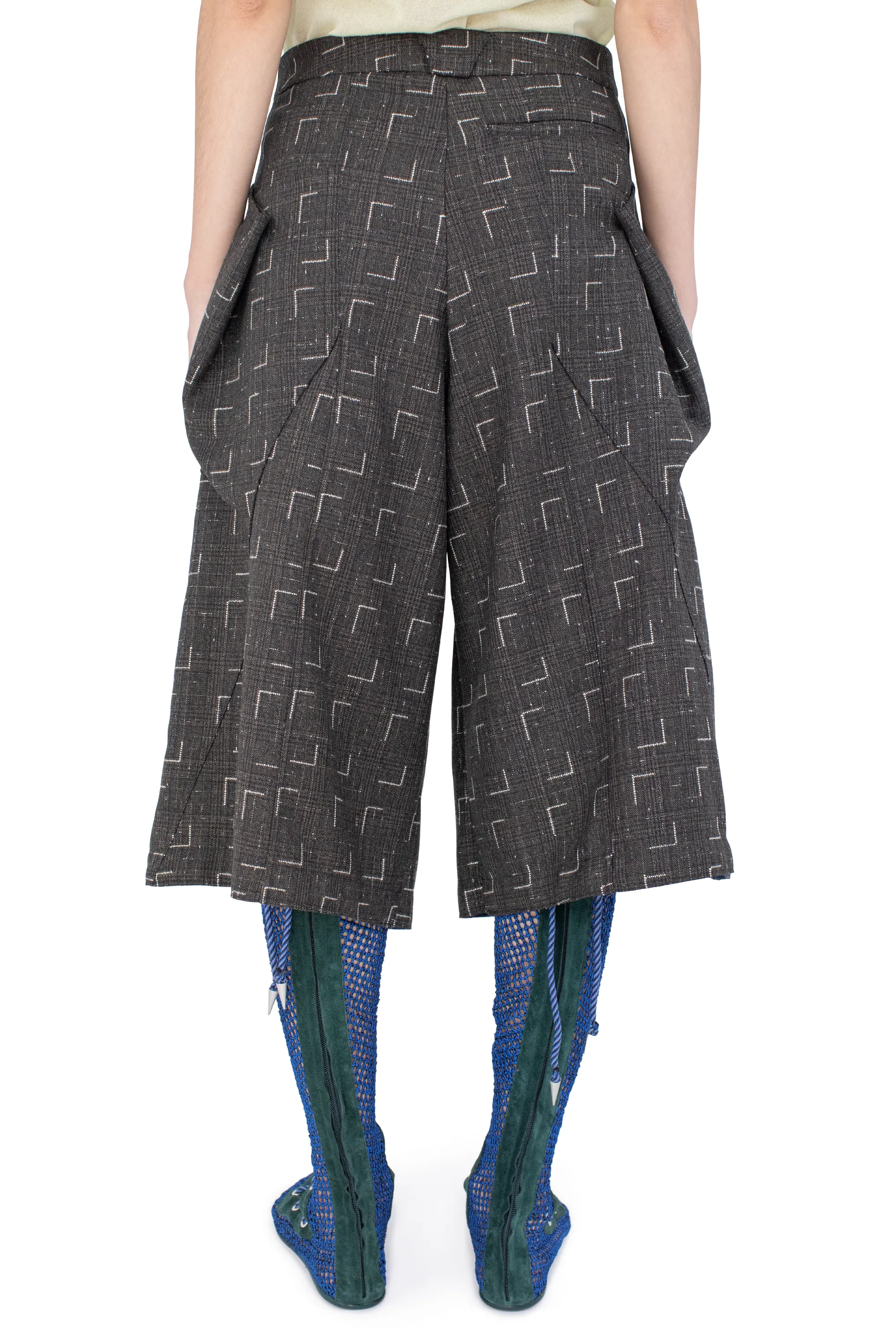 KIKO KOSTADINOV DAHLIA DRAPED SHORTS - OFF BLACK & CHALK