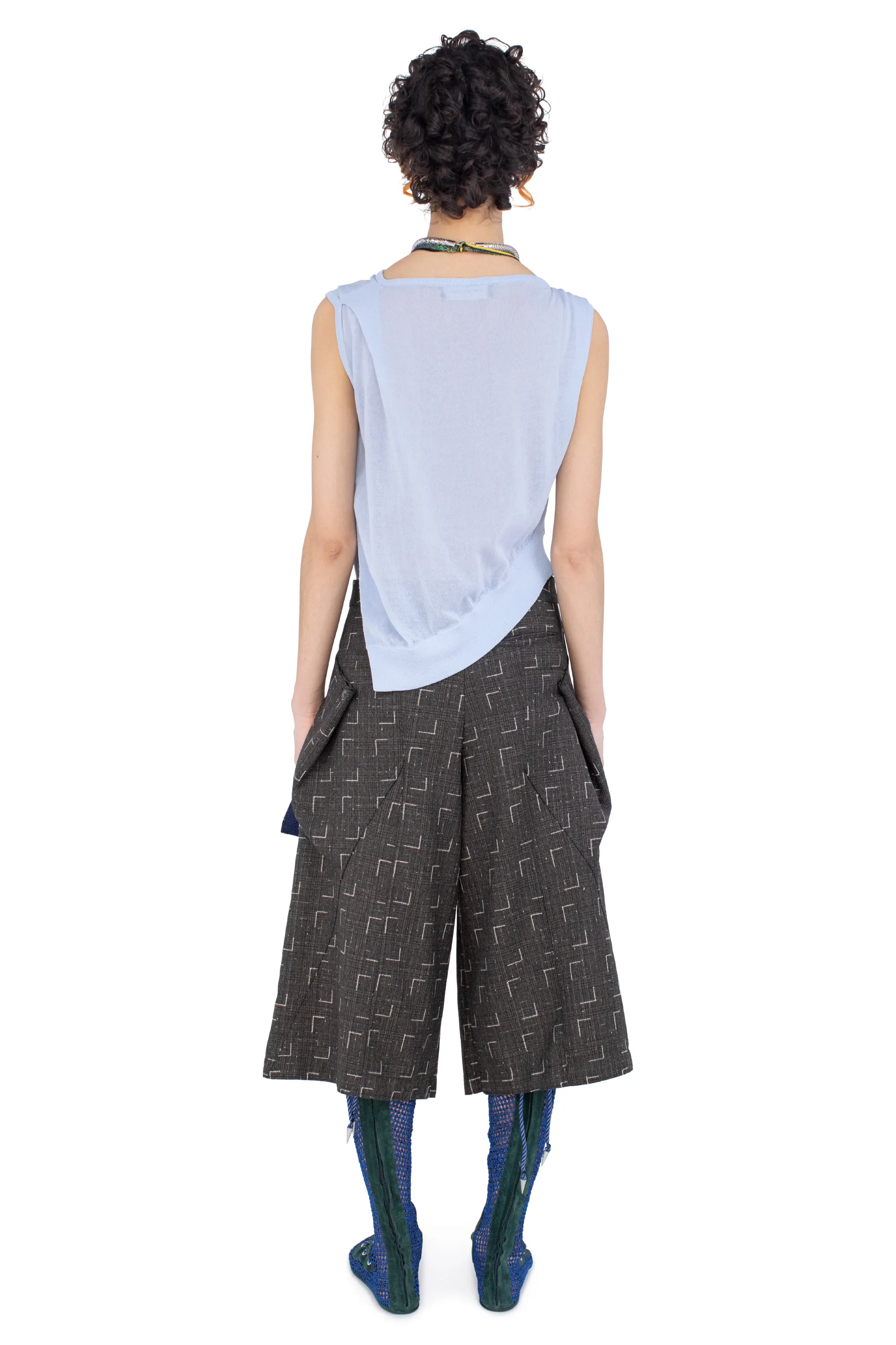 KIKO KOSTADINOV DAHLIA DRAPED SHORTS - OFF BLACK & CHALK