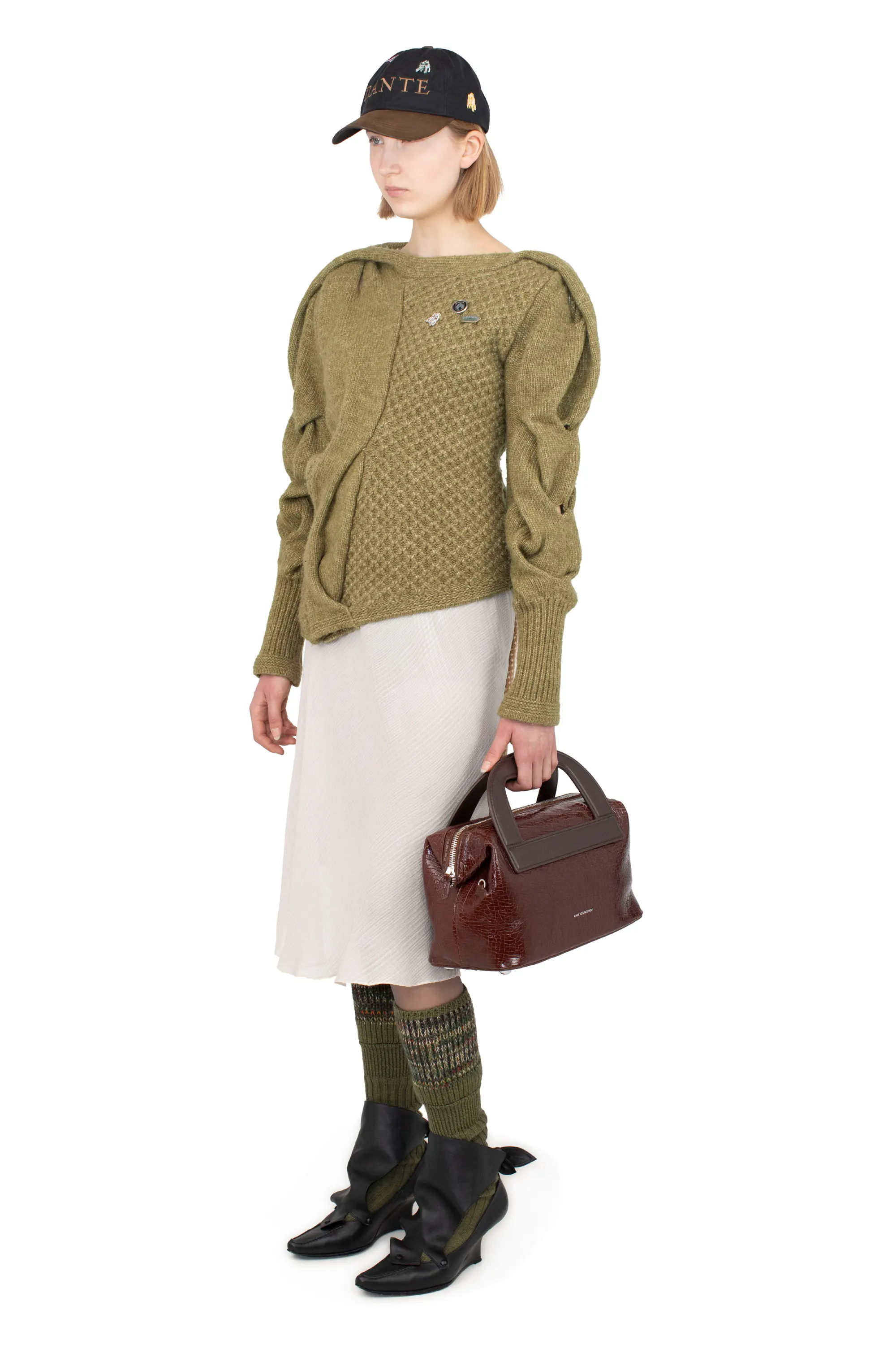 KIKO KOSTADINOV DANTE ASYMMETRIC CABLE JUMPER - OLIVE GREEN