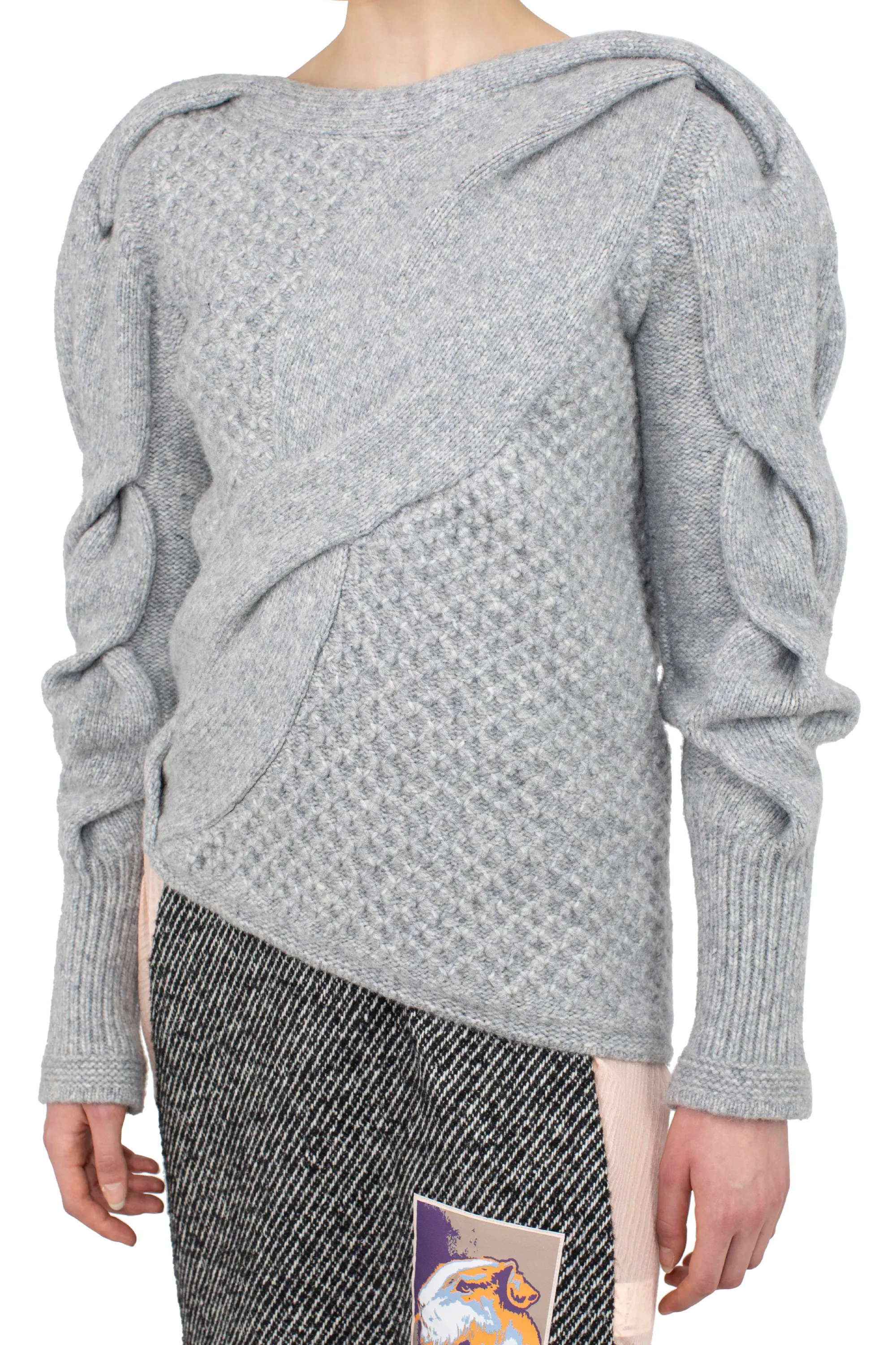 KIKO KOSTADINOV DANTE ASYMMETRIC CABLE JUMPER - STONE GREY