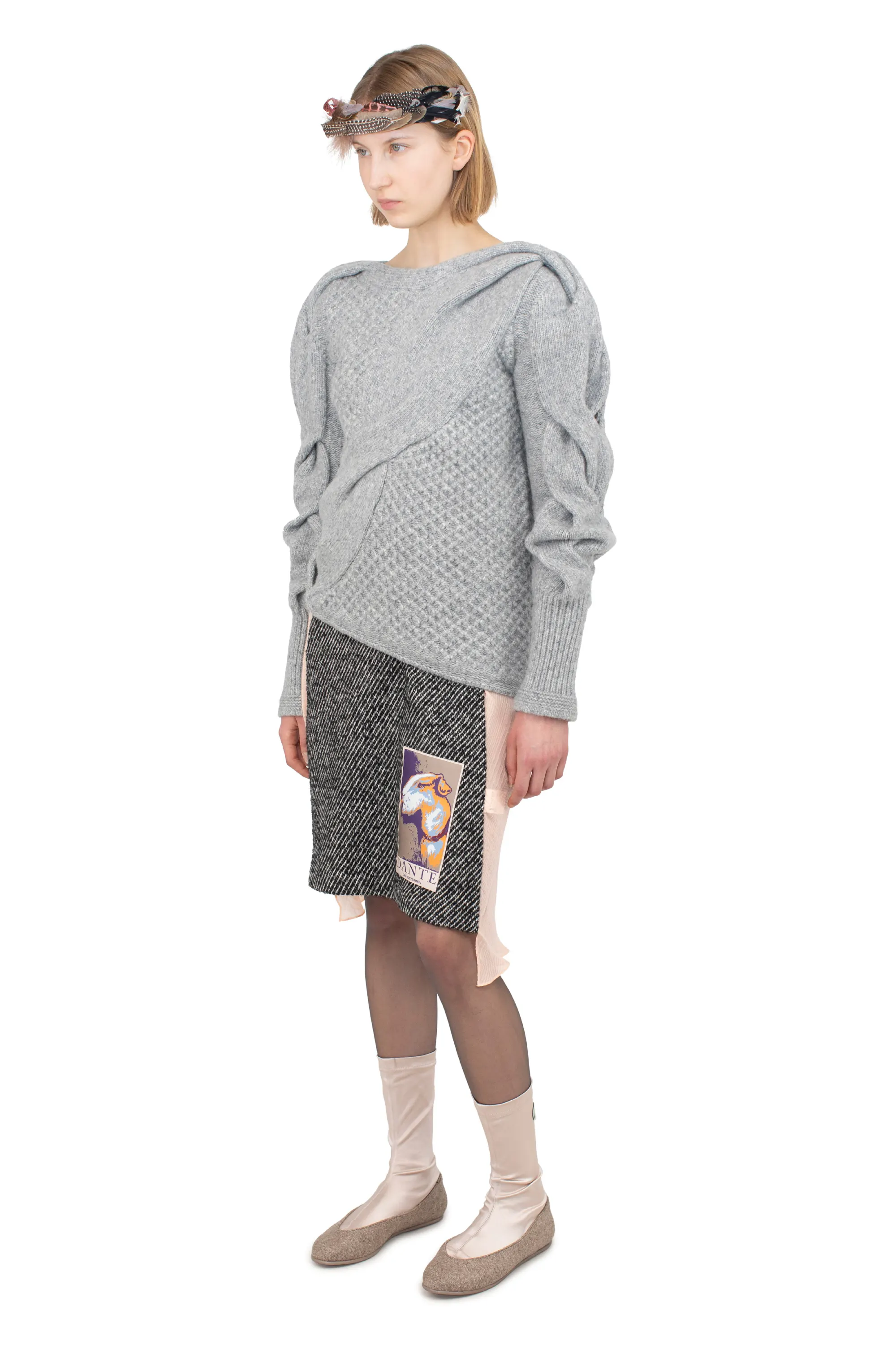 KIKO KOSTADINOV DANTE ASYMMETRIC CABLE JUMPER - STONE GREY