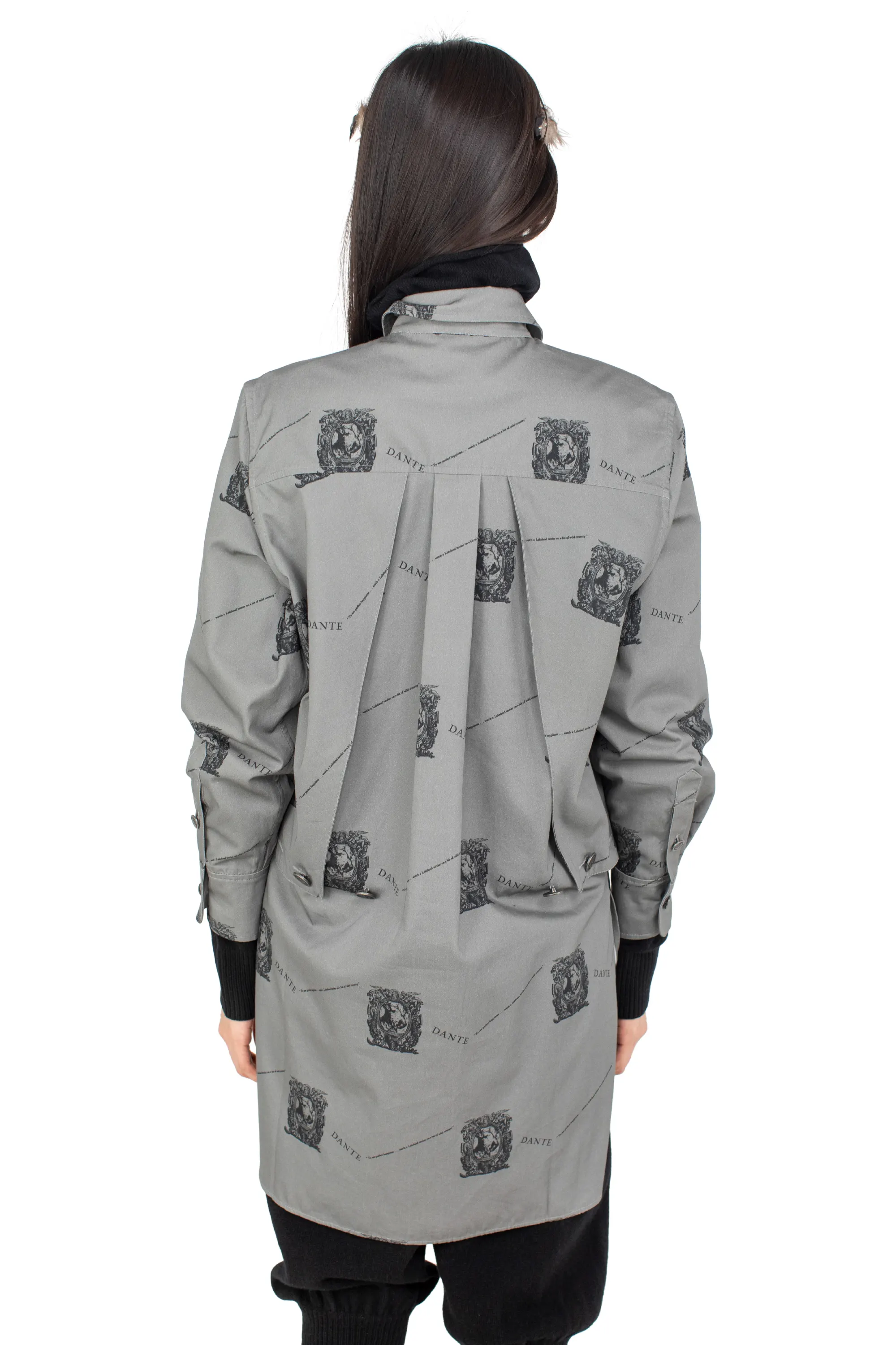 KIKO KOSTADINOV DANTE DRAPED SMOCK SHIRT - GREY PRINT