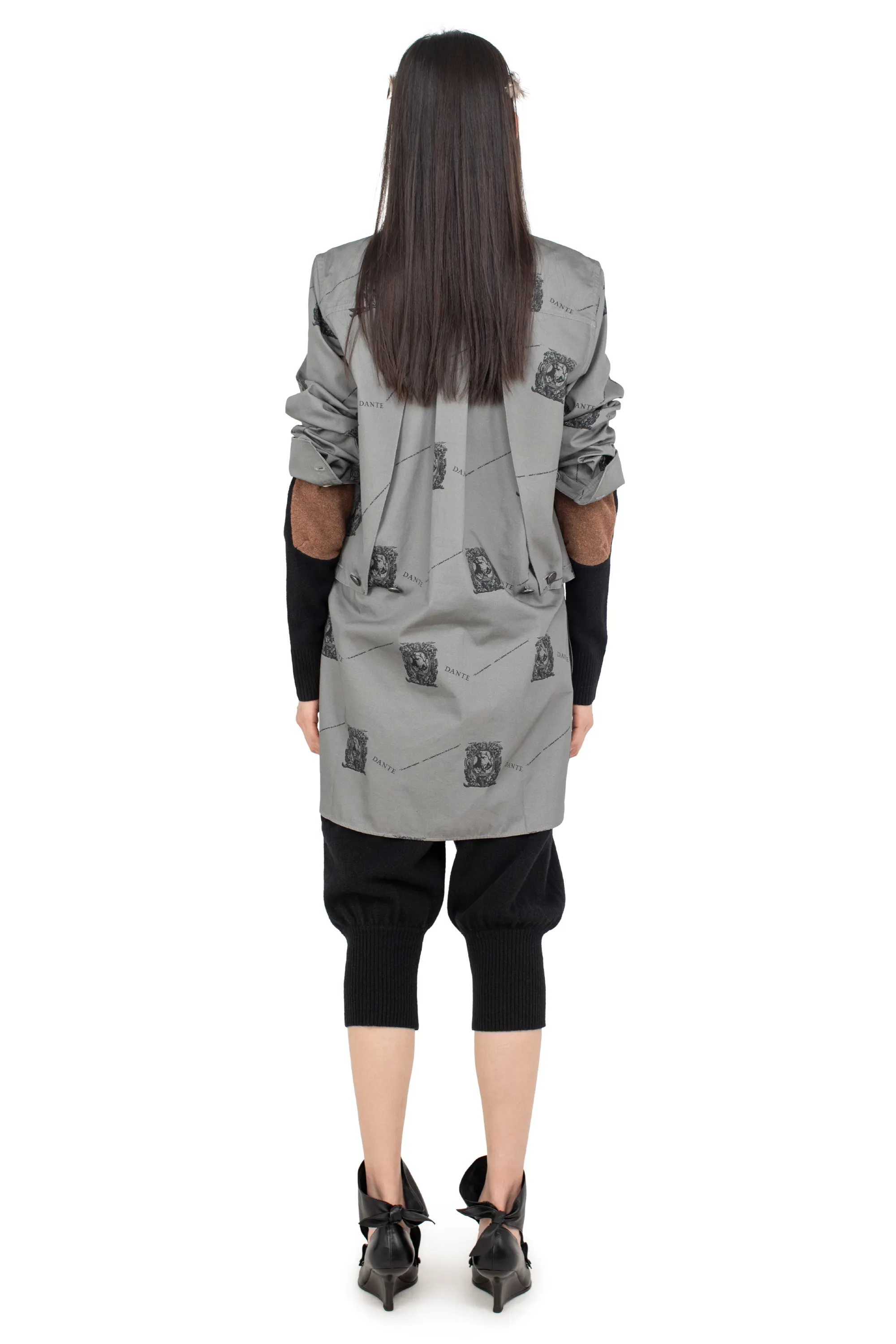 KIKO KOSTADINOV DANTE DRAPED SMOCK SHIRT - GREY PRINT