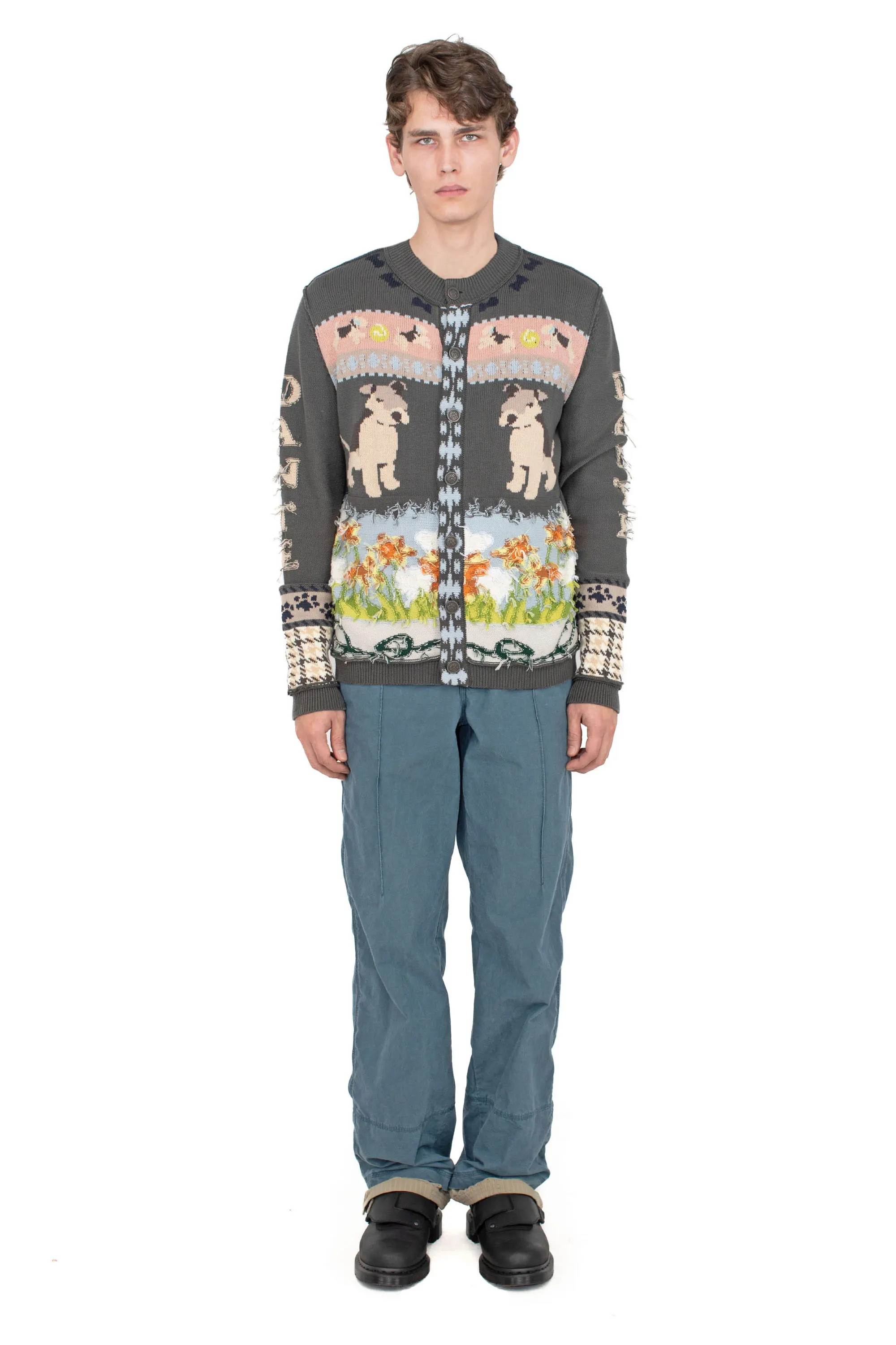 KIKO KOSTADINOV DANTE JACQUARD CARDIGAN - GREY MULTI