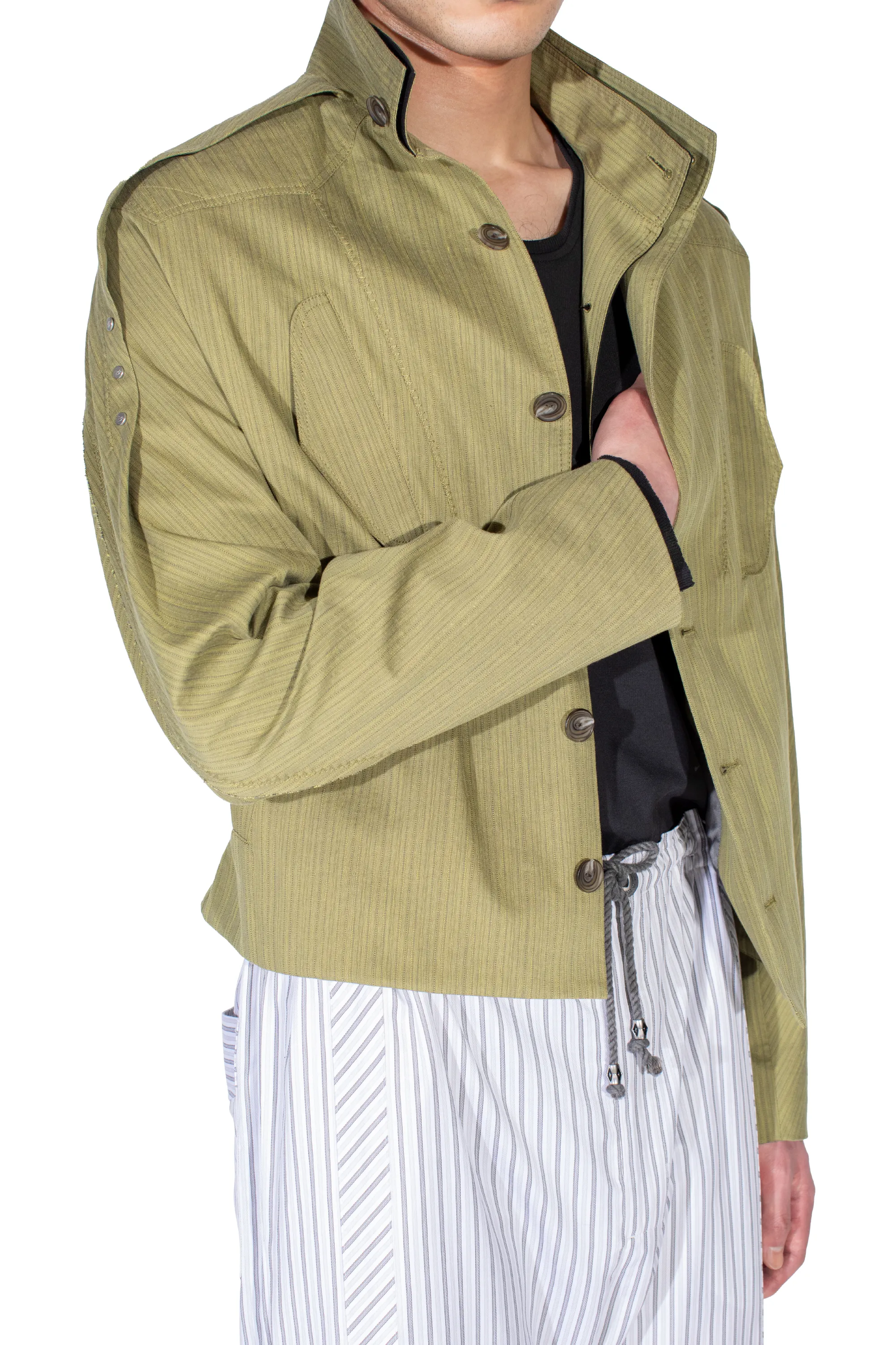 KIKO KOSTADINOV EGRETA JACKET - LIME STRIPE