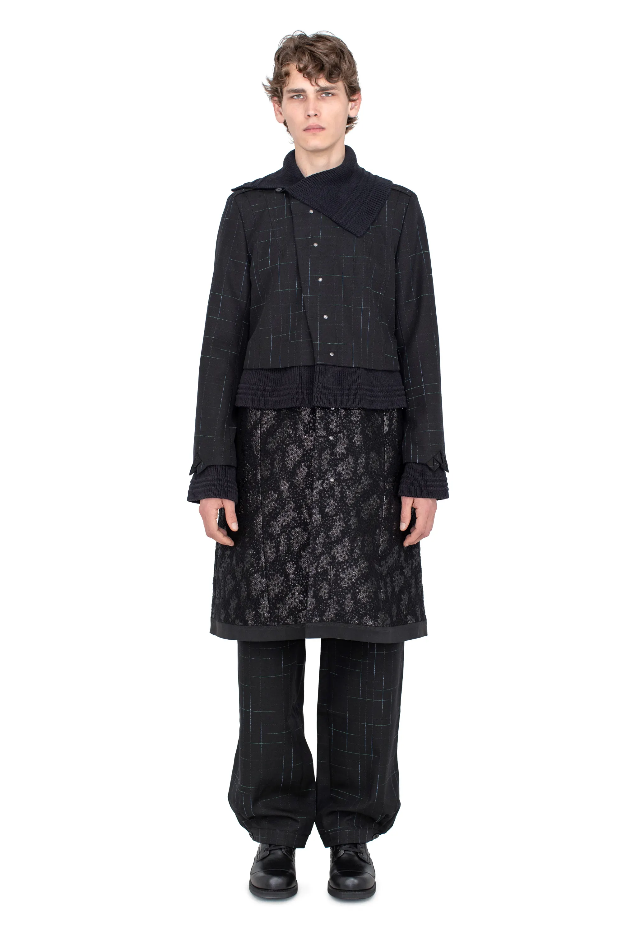KIKO KOSTADINOV ESTIKE LONG COAT - CHECK/GLITTER BLK/JET BLK/BLK