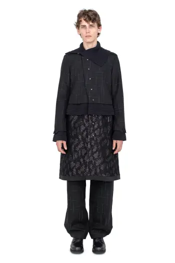 KIKO KOSTADINOV ESTIKE LONG COAT - CHECK/GLITTER BLK/JET BLK/BLK