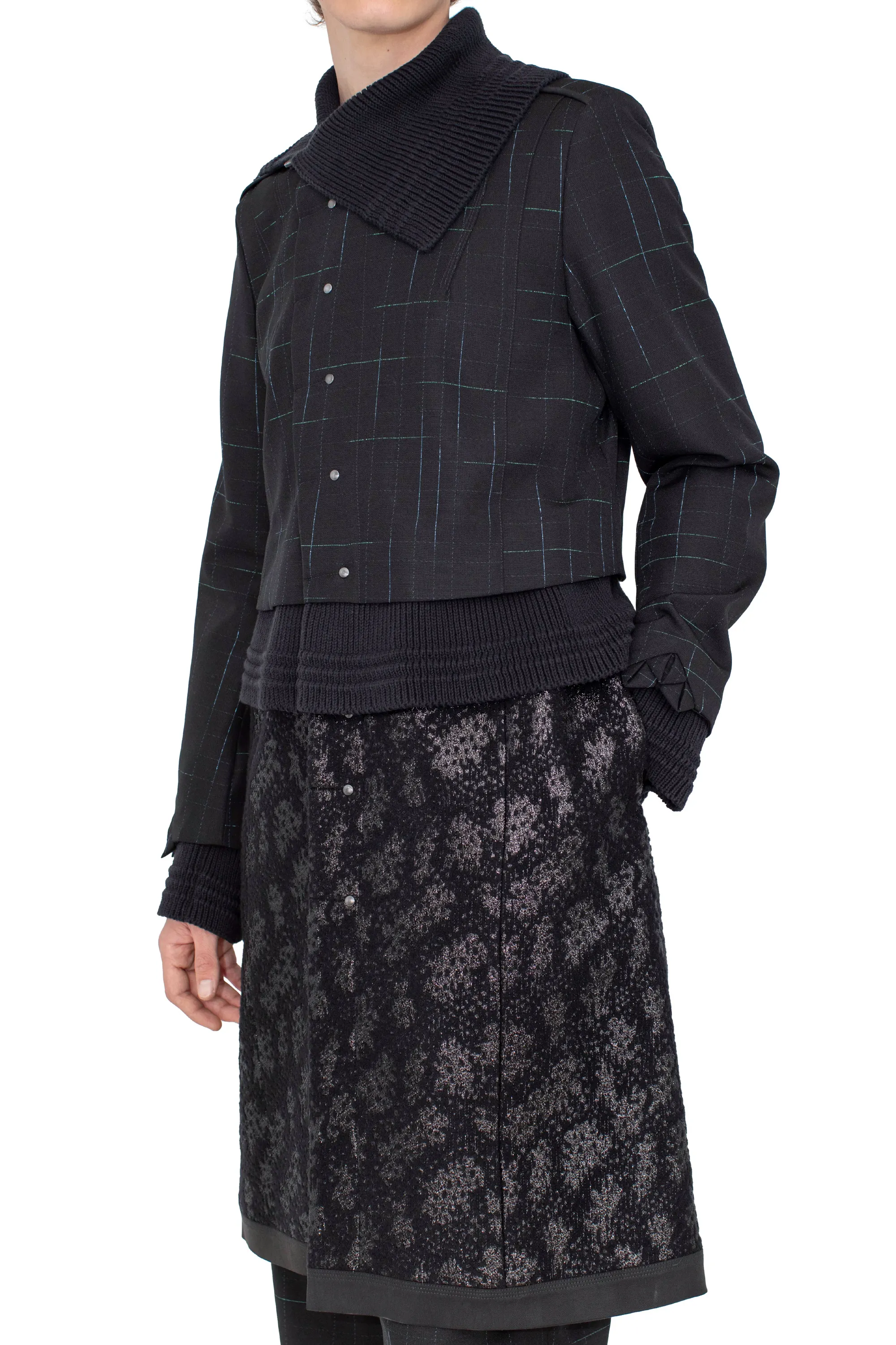 KIKO KOSTADINOV ESTIKE LONG COAT - CHECK/GLITTER BLK/JET BLK/BLK