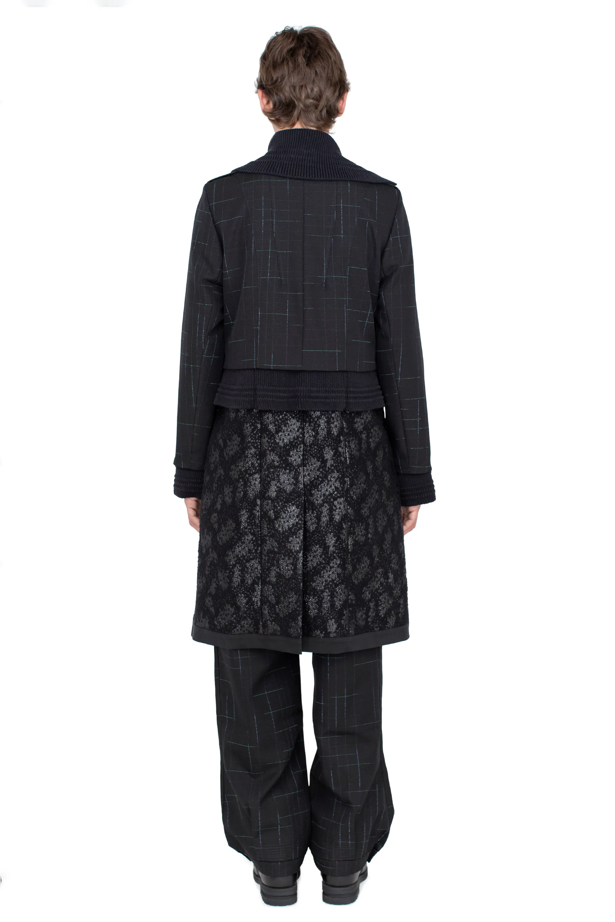 KIKO KOSTADINOV ESTIKE LONG COAT - CHECK/GLITTER BLK/JET BLK/BLK