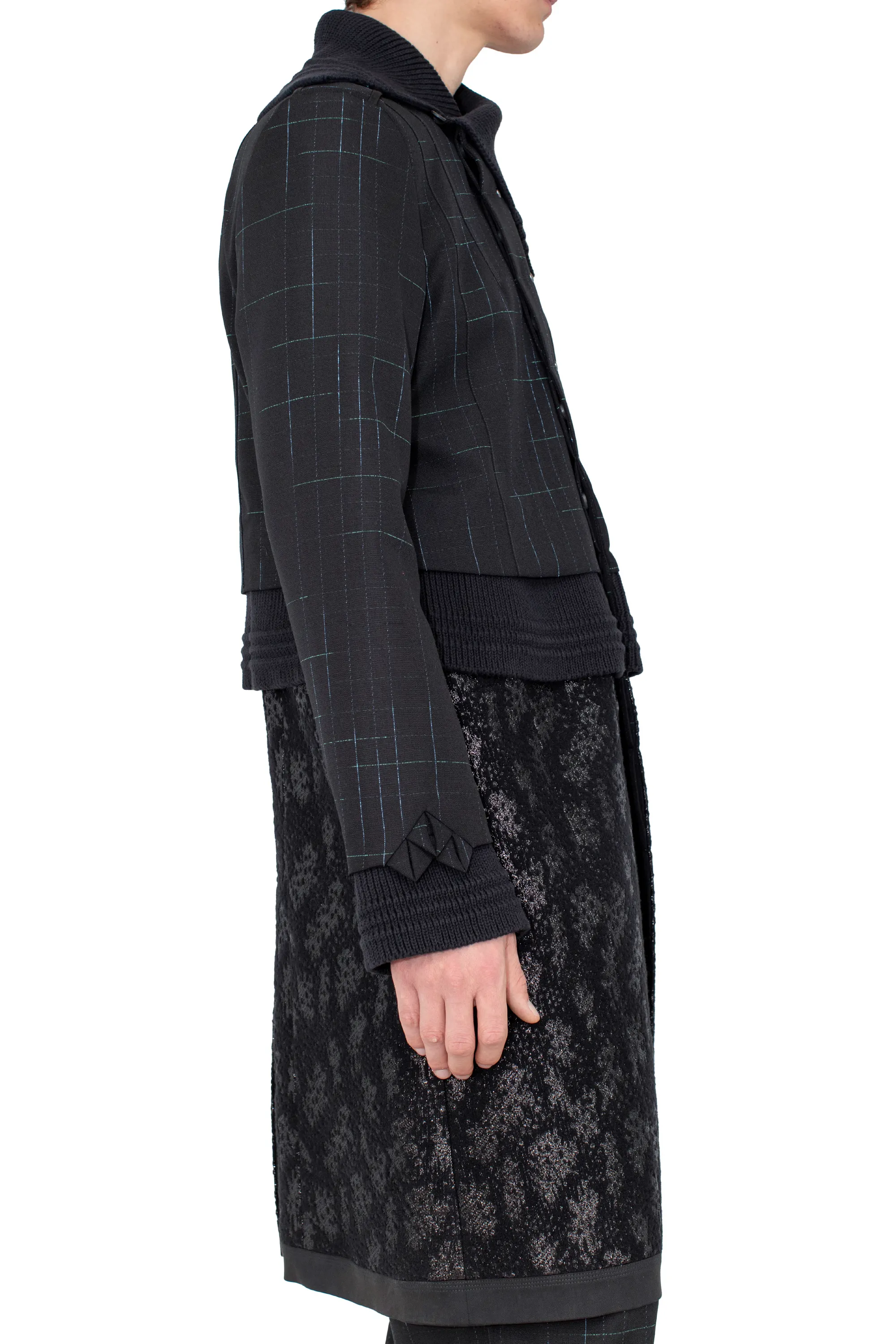 KIKO KOSTADINOV ESTIKE LONG COAT - CHECK/GLITTER BLK/JET BLK/BLK