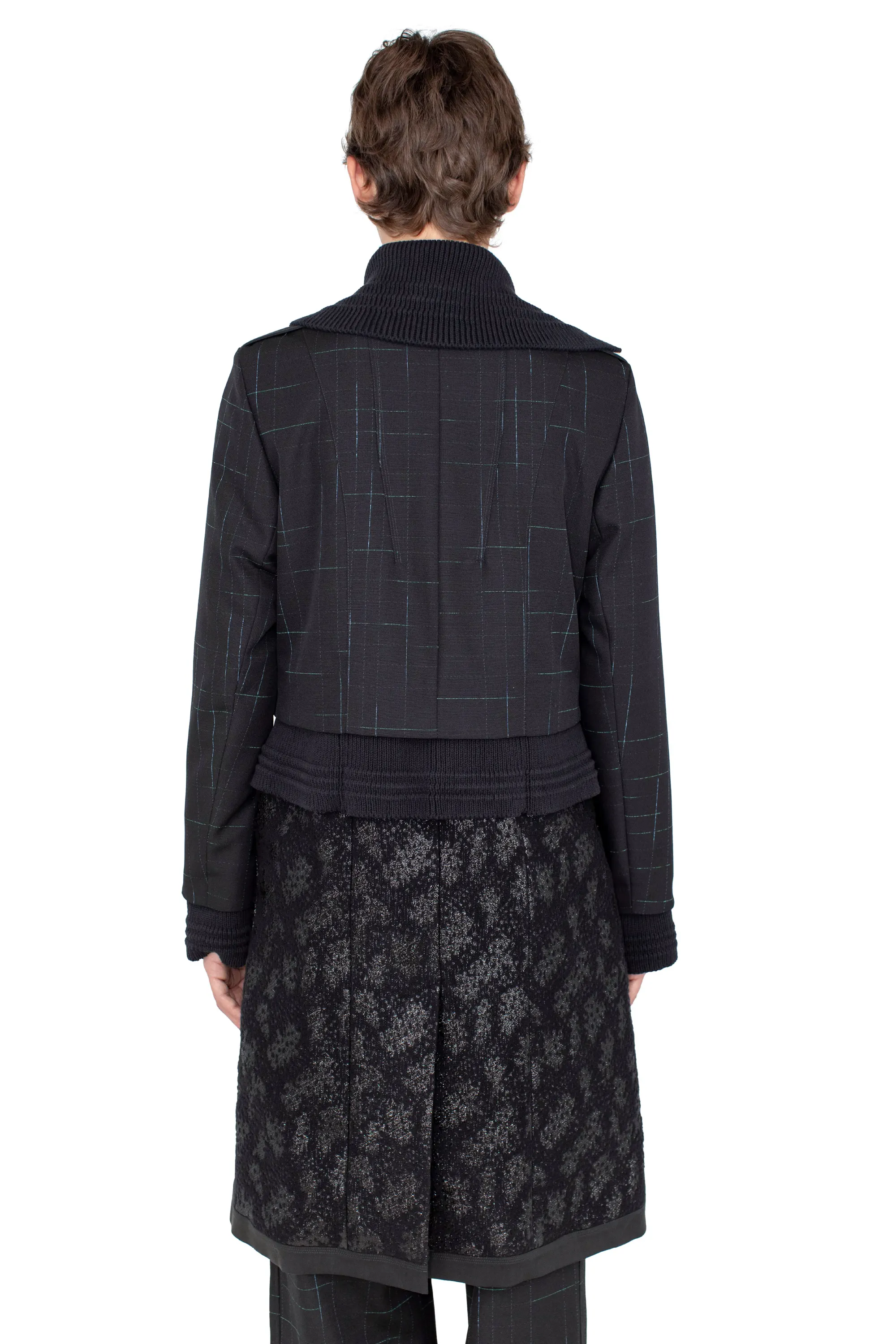KIKO KOSTADINOV ESTIKE LONG COAT - CHECK/GLITTER BLK/JET BLK/BLK